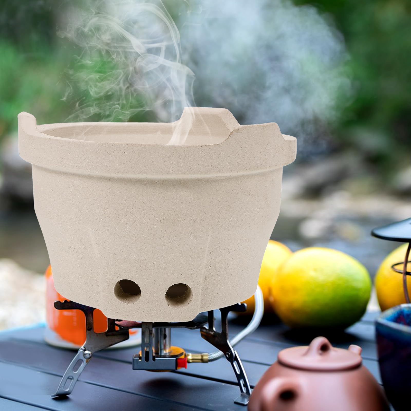 Fornello Barbecue Portatile in Terracotta per Campeggio Braciere per Carbonella, Multi Funzione, per Picnic all Aperto e Attività Outdoor