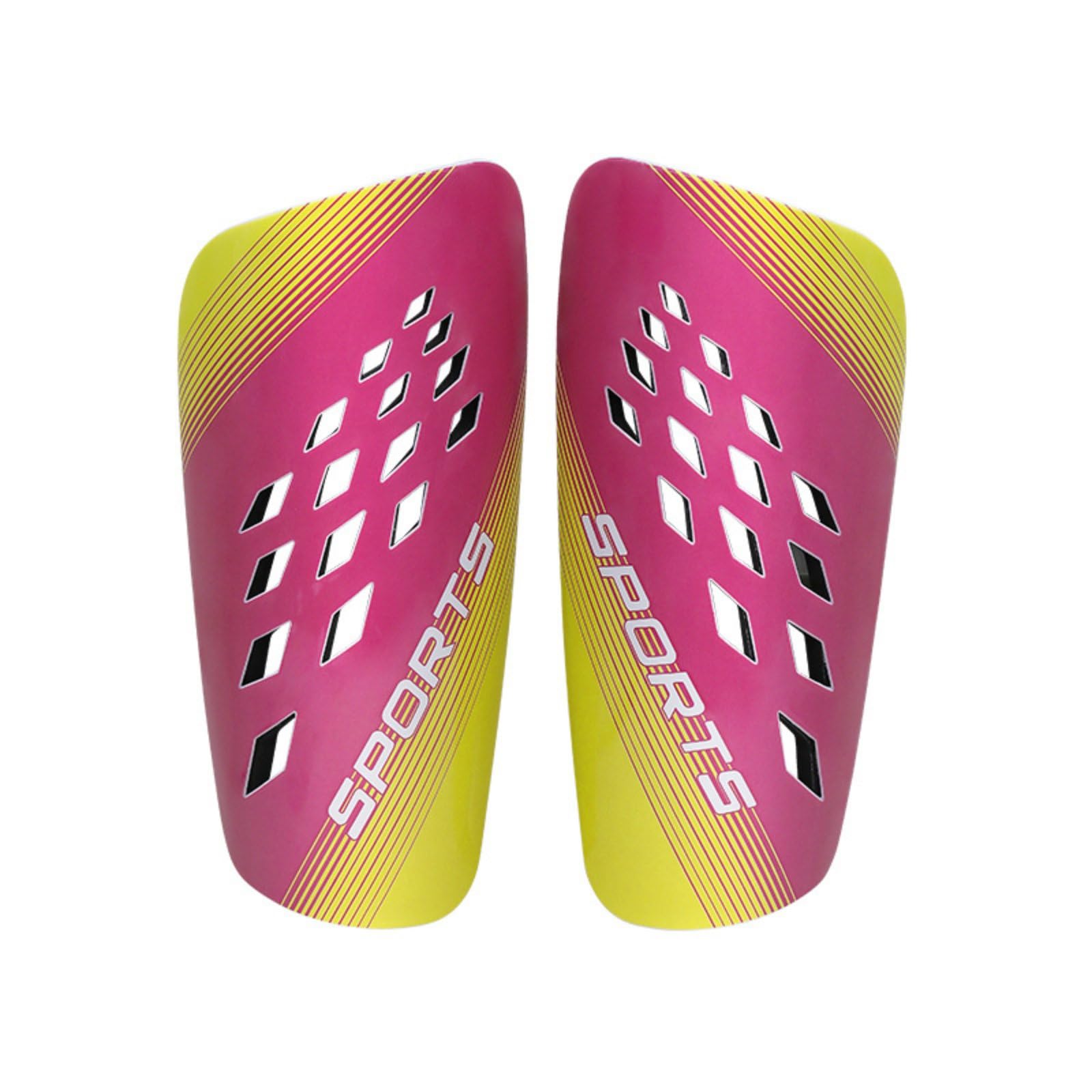 2 Pieces Ergonomic Fit Soccer Shin Guards Shock-Absorbing Resistant Slip-in Shin Pads Lightweight Football Leg Guards Breathable Design for Children, Young Players, Rose-Yellow, M-picture-26