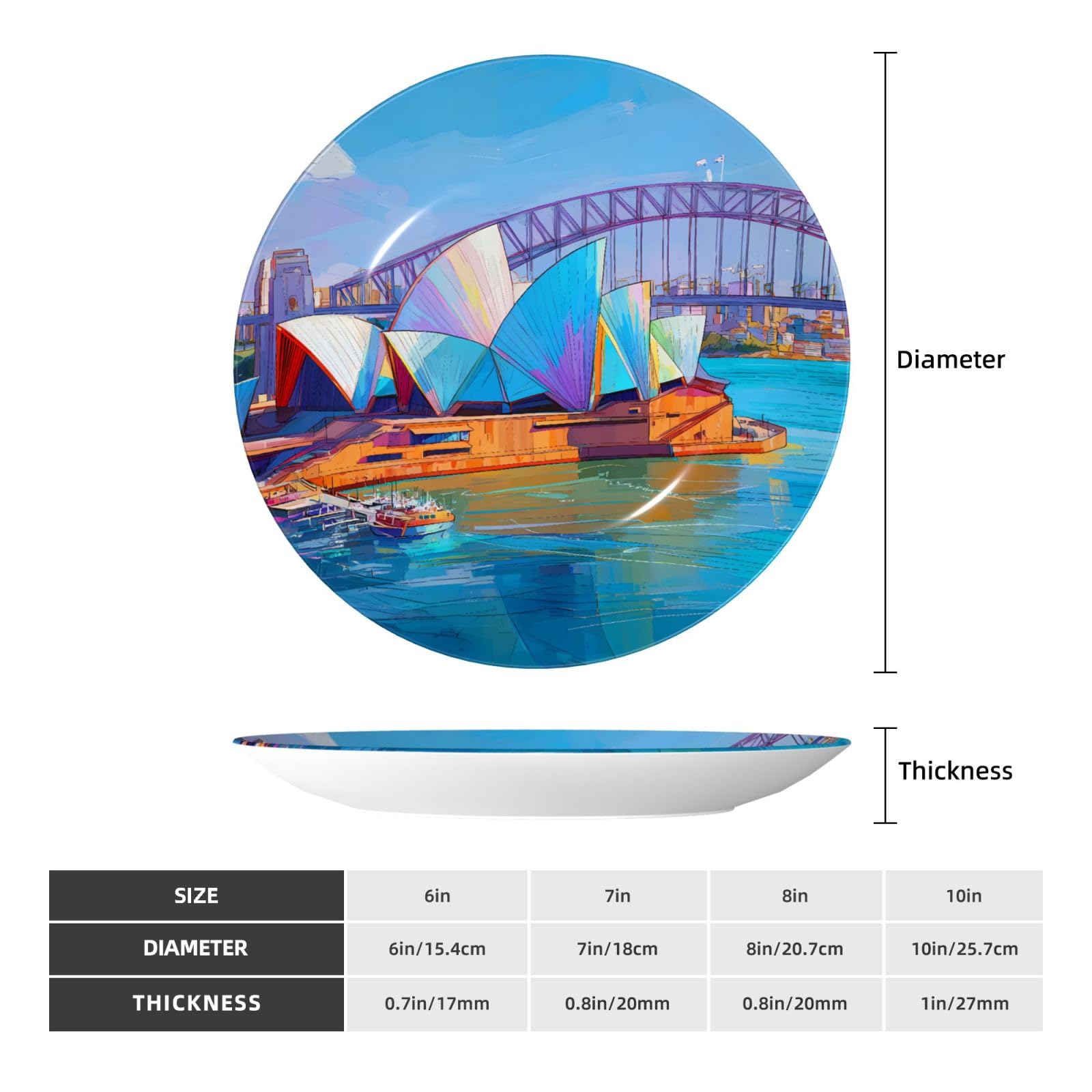 Pennarello Sydney Opera House Bone China talerz dekoracyjny porcelanowy 4 rozmiary zestaw do ściany i stołu