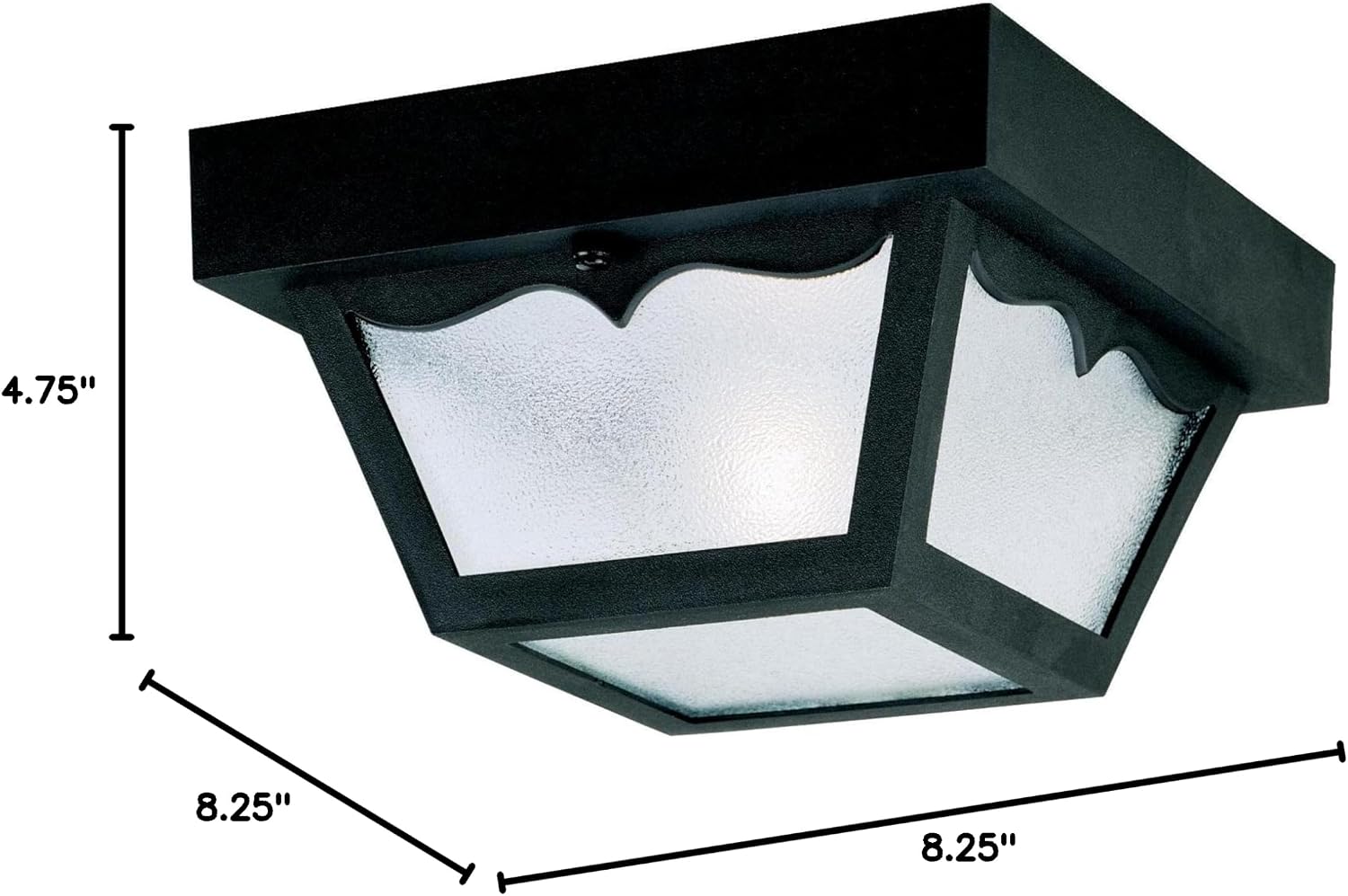Westinghouse Lighting 6682200 Traditional One-Light Outdoor Flush-Mount Fixture, Black Finish on Polypropylene, Frosted Glass Panels