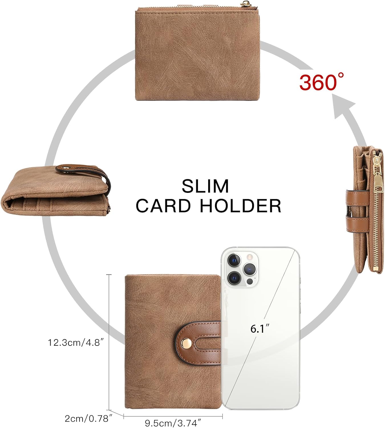 Small Wallets for Women Leather Bifold RFID Blocking Card Holder Compact Wallet Women with Zipper Coin Pocket - Image 5