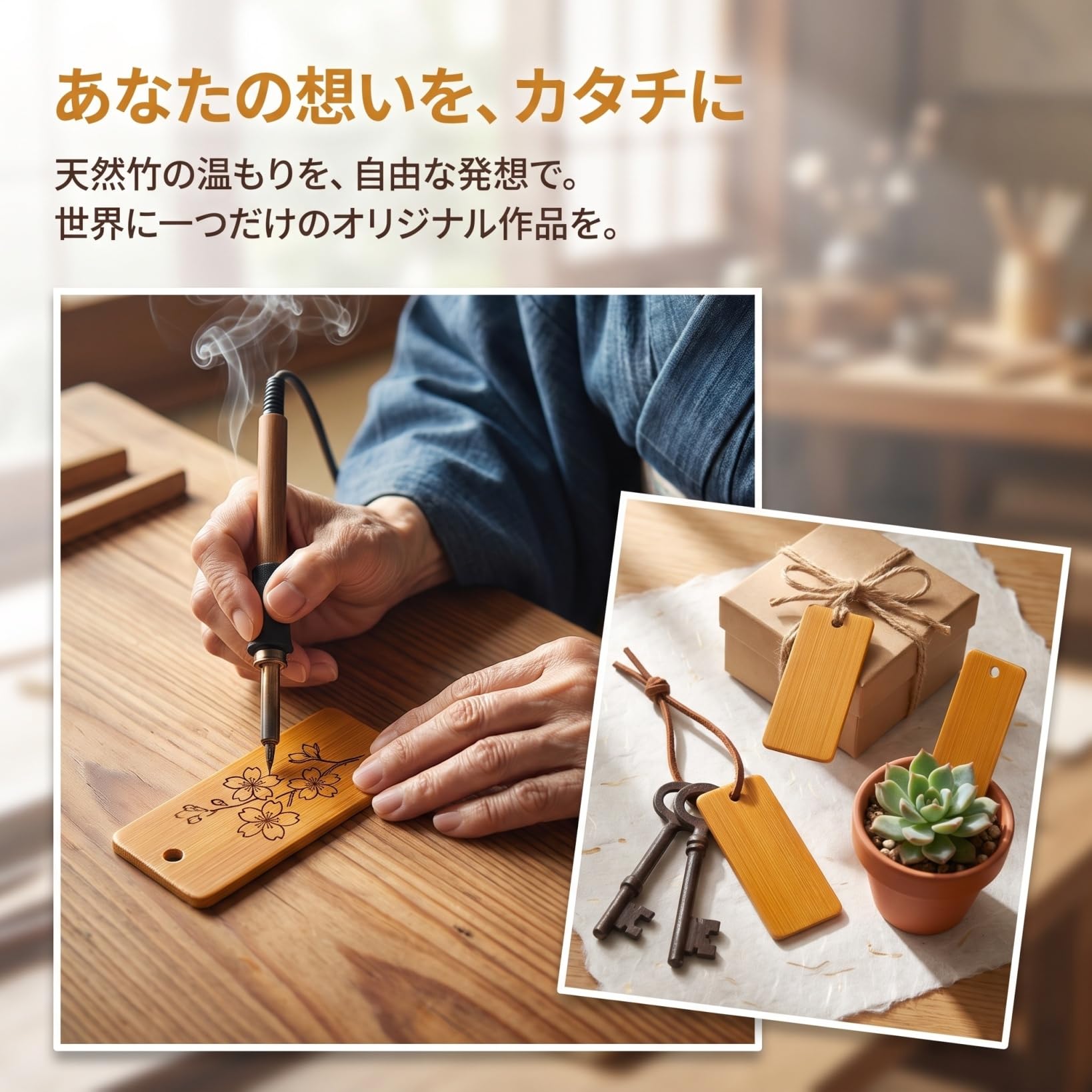 Amazon.co.jp: STOBOK 竹製 タグ 50個 45×20mm 穴付き 無地 木札