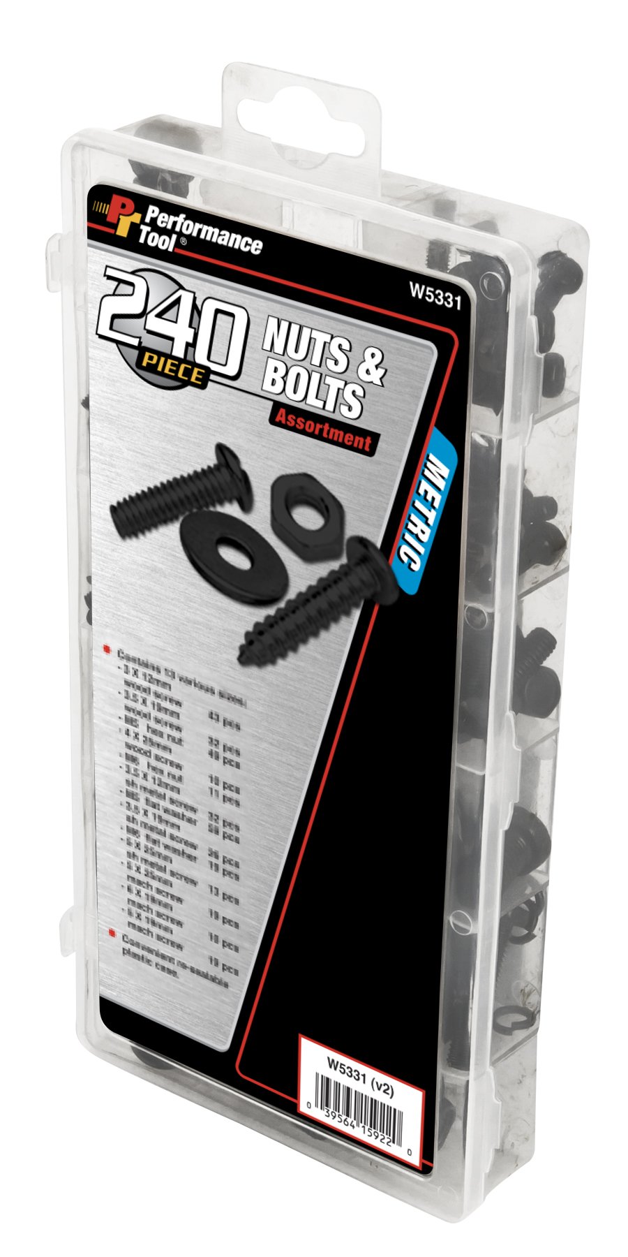 Performance Tool W5331 240pc Metric Nuts and Bolts Assortment With Case