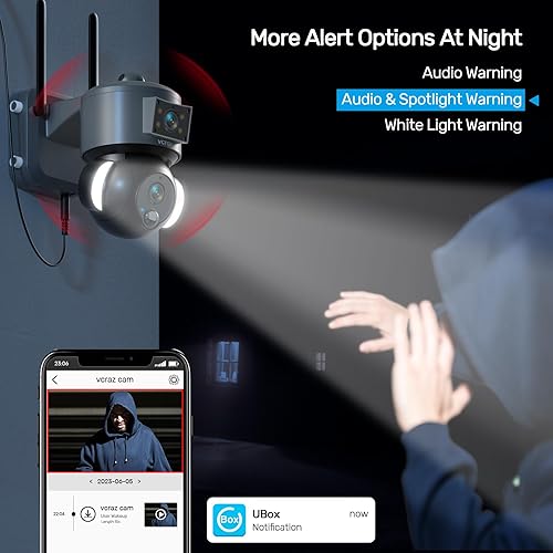 Miniatura 4 de Cámara de seguridad solar inalámbrica cámaras de 6 MP de doble lente para exteriores con visión de 360 para seguridad del hogar, visión nocturna a