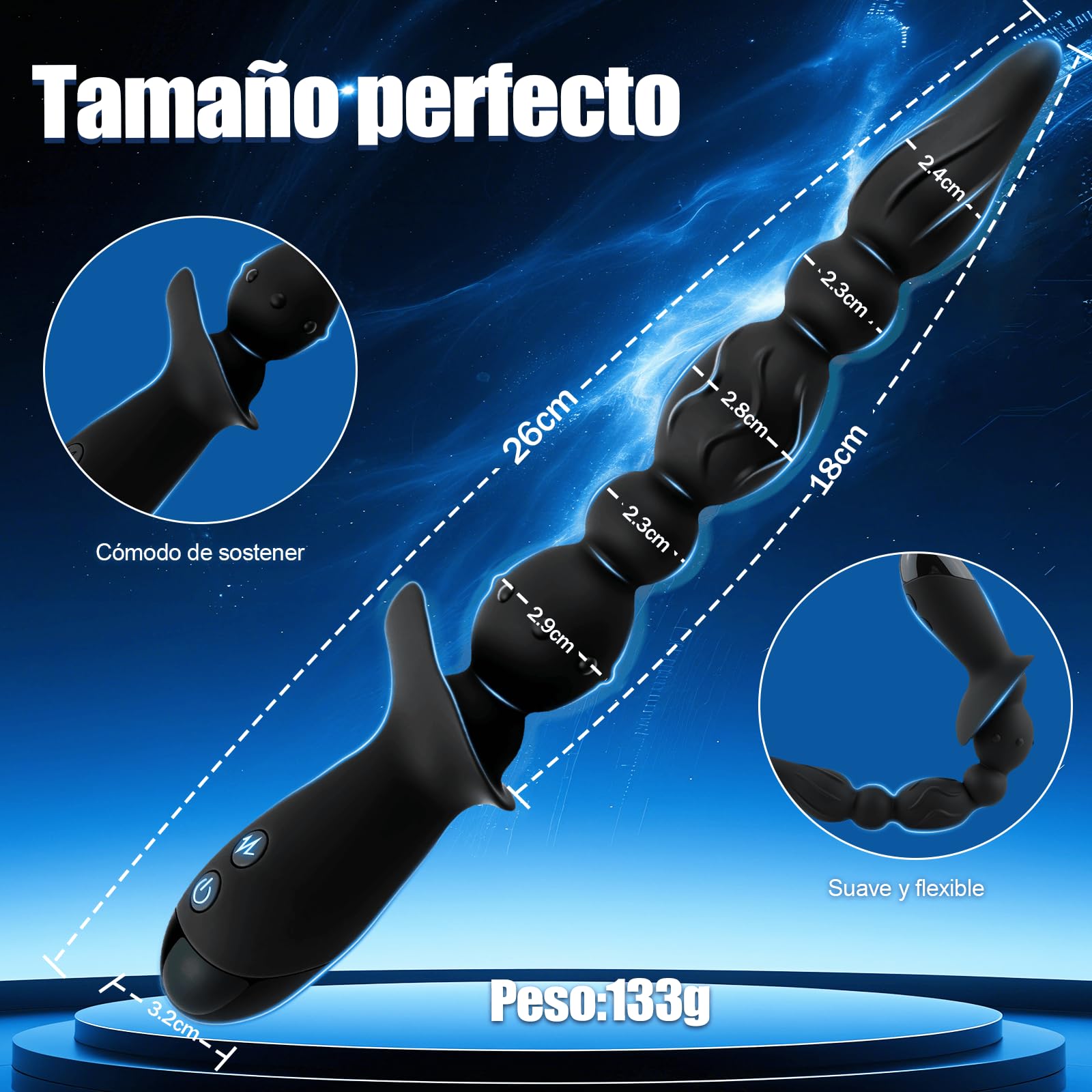 Bolas Anales Vibradoras Plug Anal Punto G Masajeador Dilatador Butt Plug | Estimulador de Próstata Consoladores con 10 Modos de Vibración Vibradorador Masajeador de Próstata Silicona Juguetes Eróticos