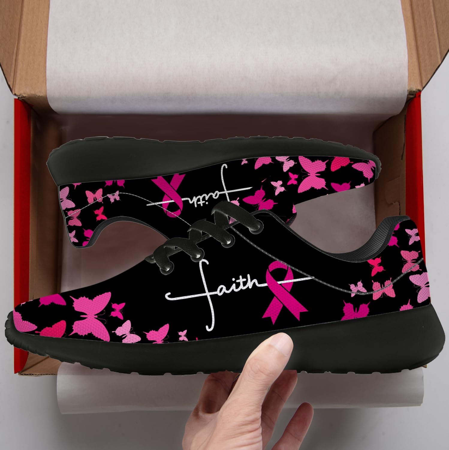 Breast Cancer Awareness Shoes for Women Men Running Shoes Walking Sneakers Gifts for Women Men