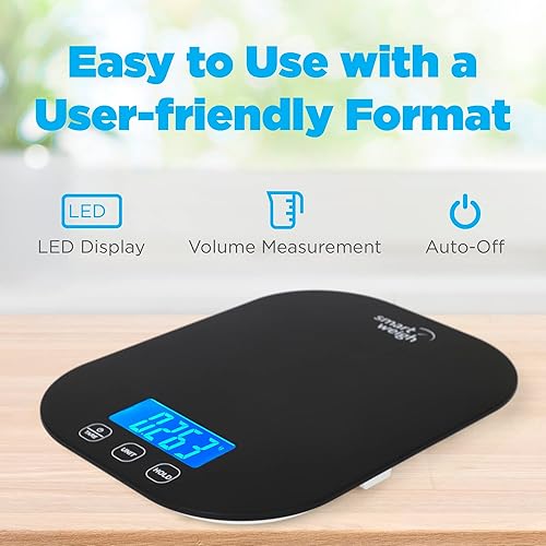 Miniatura 3 de Smart Weigh Báscula digital de alimentos de cocina de 11 libras, báscula de peso mecánica precisa con modos de 5 unidades, gramos y onzas para