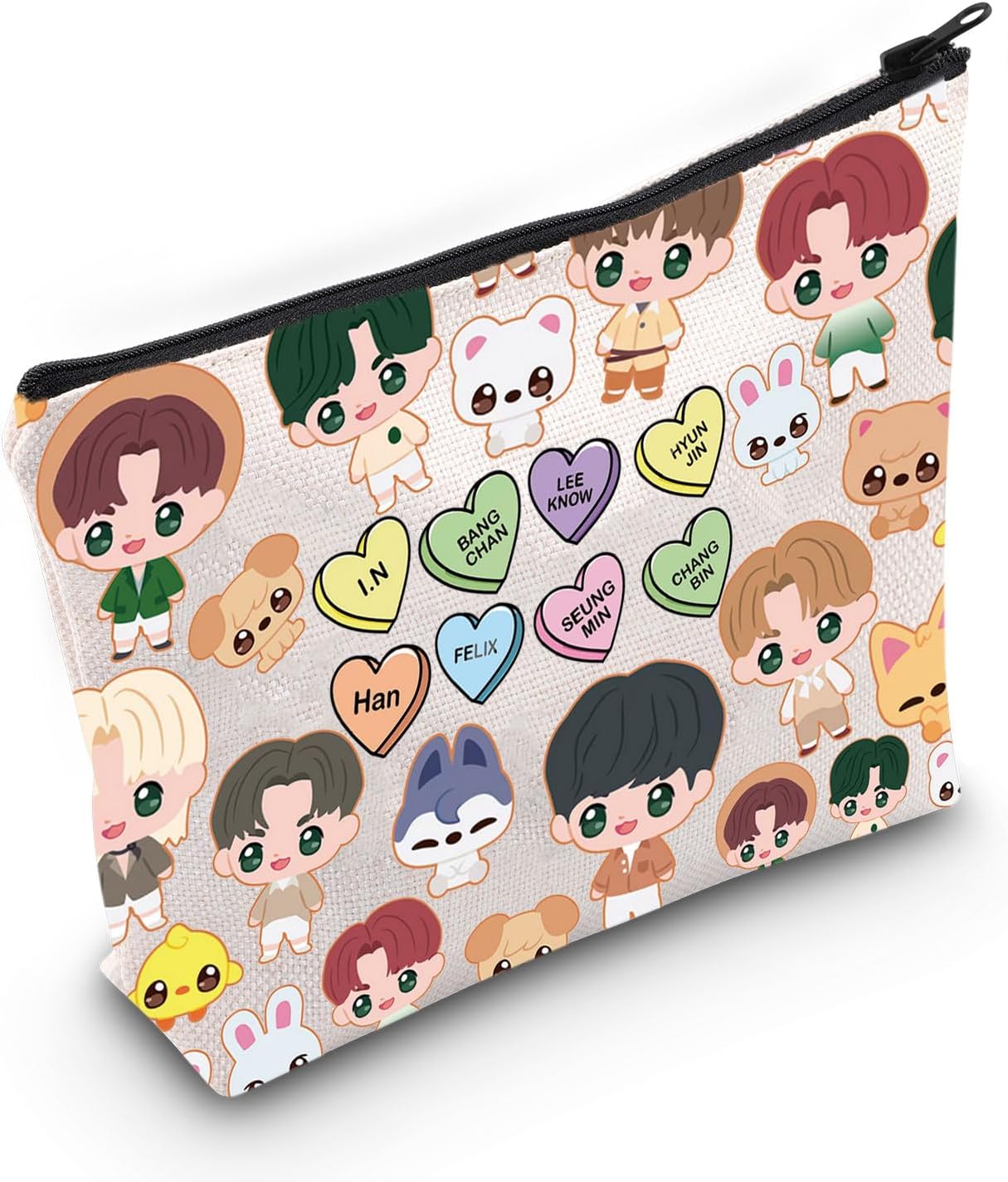 LEVLO Korean Group Stay Cosmetic Makeup Bag Korean Group Fans Gift Korean Group Cartoon Member Makeup Zipper Pouch Bag (SK LT)