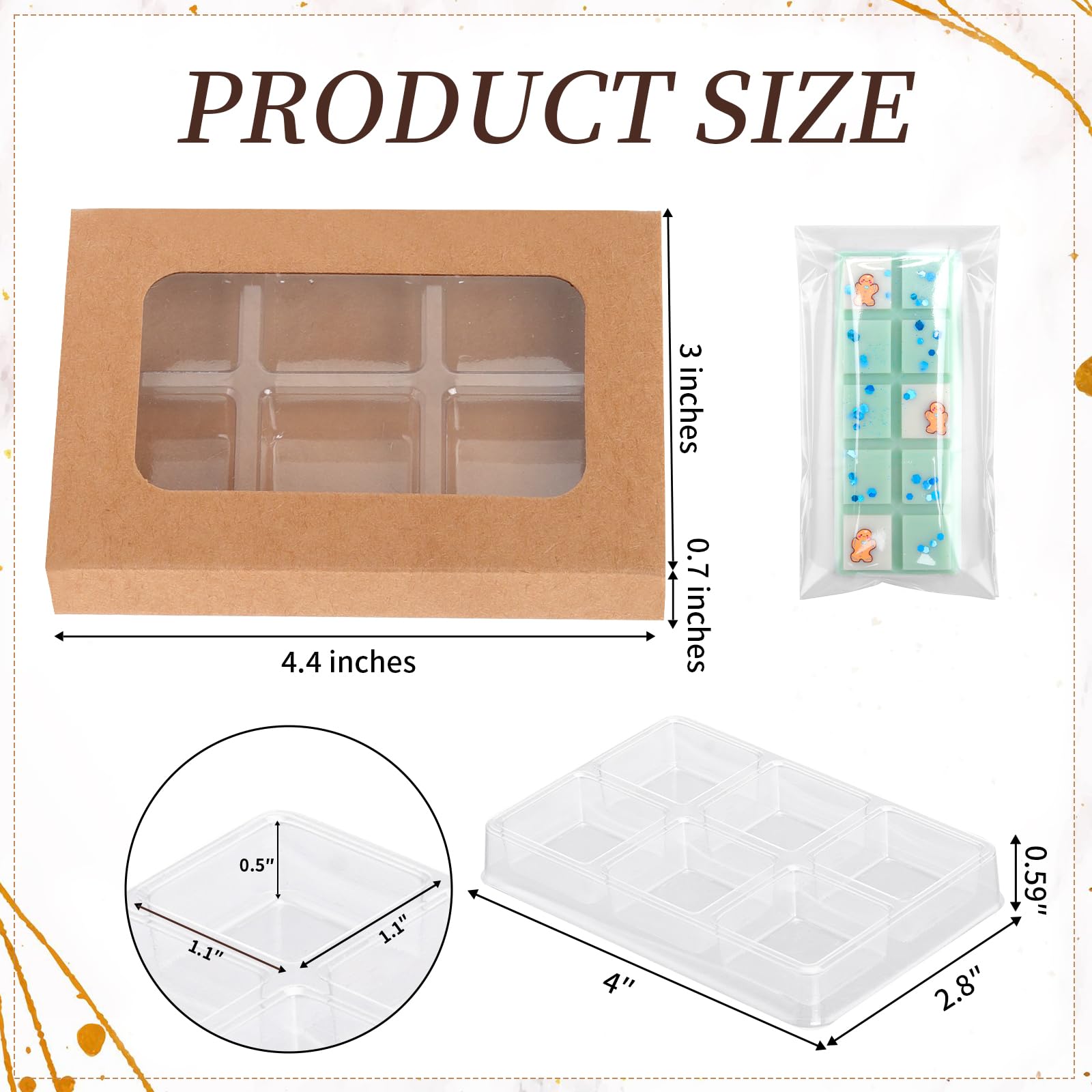 Amazon.com: 100 PCS Gift Boxes for Wax Melts 6 Cavity Plastic Mold