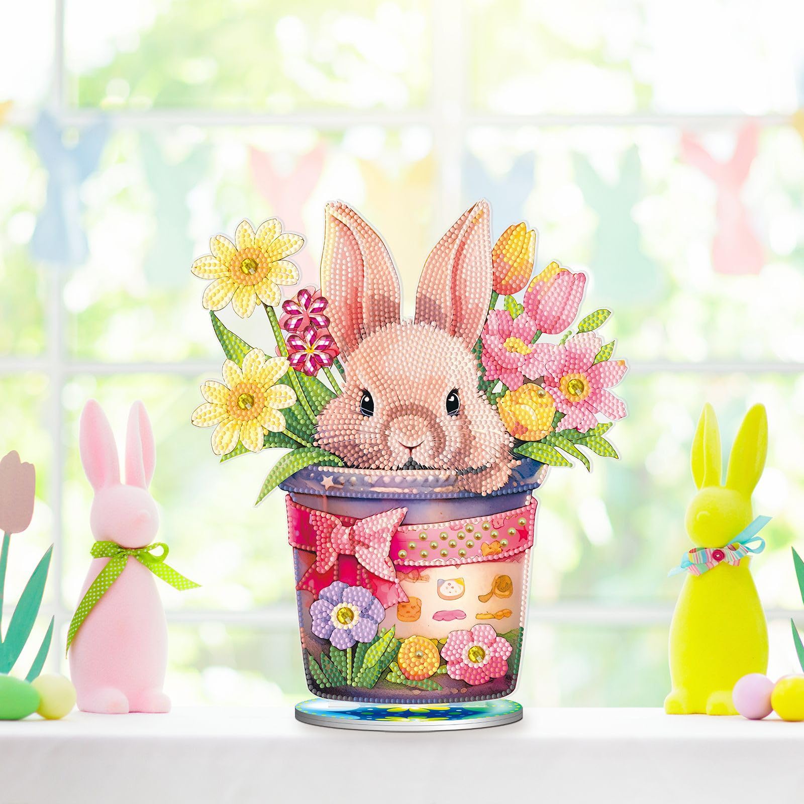 DIY Diamond Painting Easter Bunny Egg Ornament - Single Sided Crystal Art, Tabletop Decor