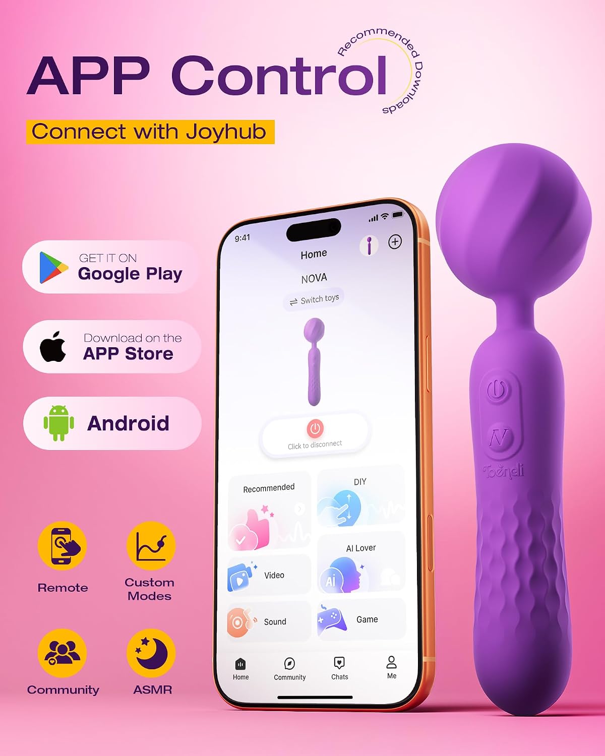 Toendi Dual-Ended Mini Handheld Personal Massagers Vibrator for Woman | Quiet Handheld Massager Soft Silicone with 10+10 Dual Modes & 360° Flexible Head, Light Muscle Stimulator for Neck Hand Back