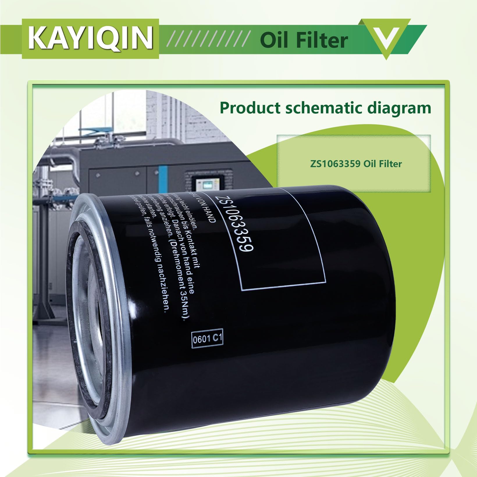 ZS1063359 Oil Filter Replacement Compatible with ESM30/37/50 Air Compressor