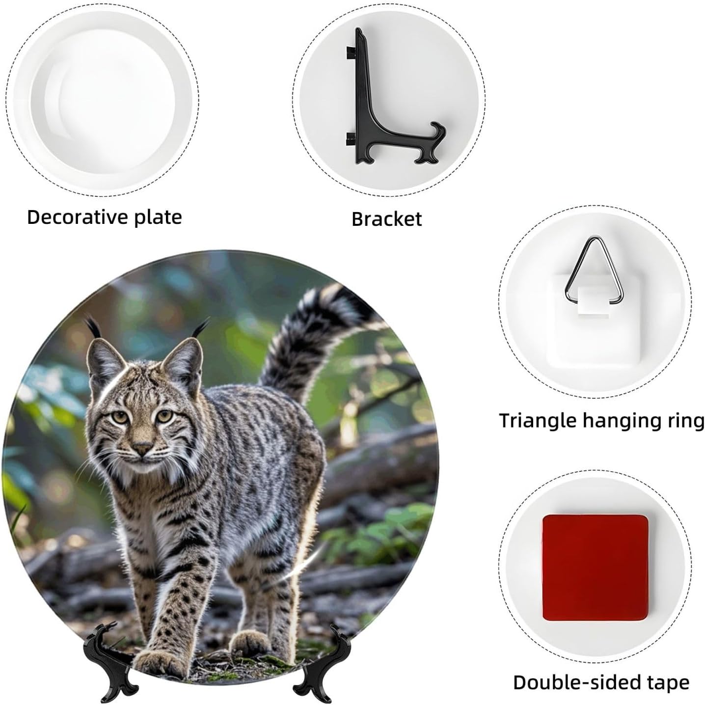 Decorative Plate Art Crafts Bone China Decorative Plate with Display Rack Souvenir Wall Decor Ceramic Ornaments Dinner Plates Ceramic Decoratives Plates for Home Office 10in