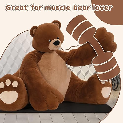 Miniatura 203 de MaoGoLan Oso de peluche color rosado gigante de 55 pulgadas, animales rellenos grandes y de tamaño real para novia Rosa,Azul,Marrón,Crema,Marrón