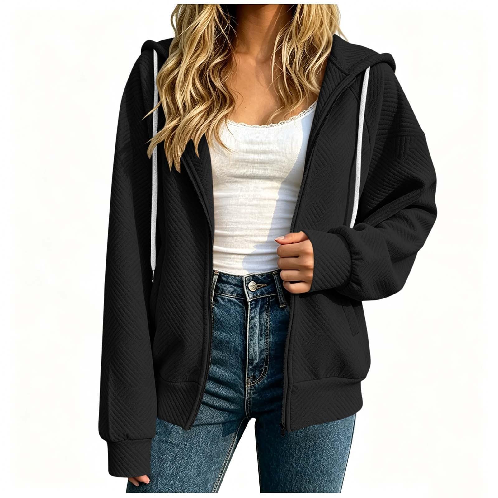 Generisch Sweat-shirt à capuche et fermeture éclair pour femme
