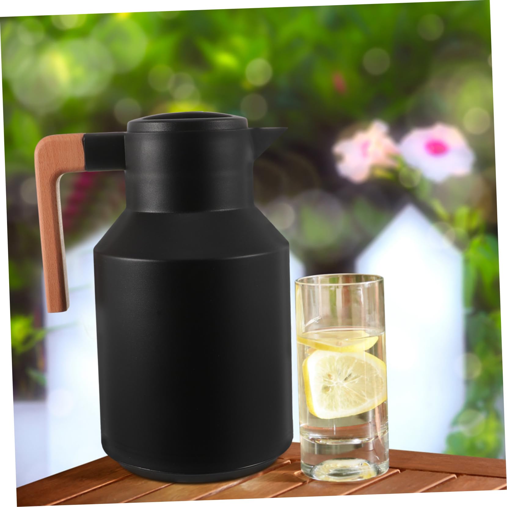 Bouilloire Thermique Domestique Bouteille à Double Paroi Chauffante Portable 1l Noir