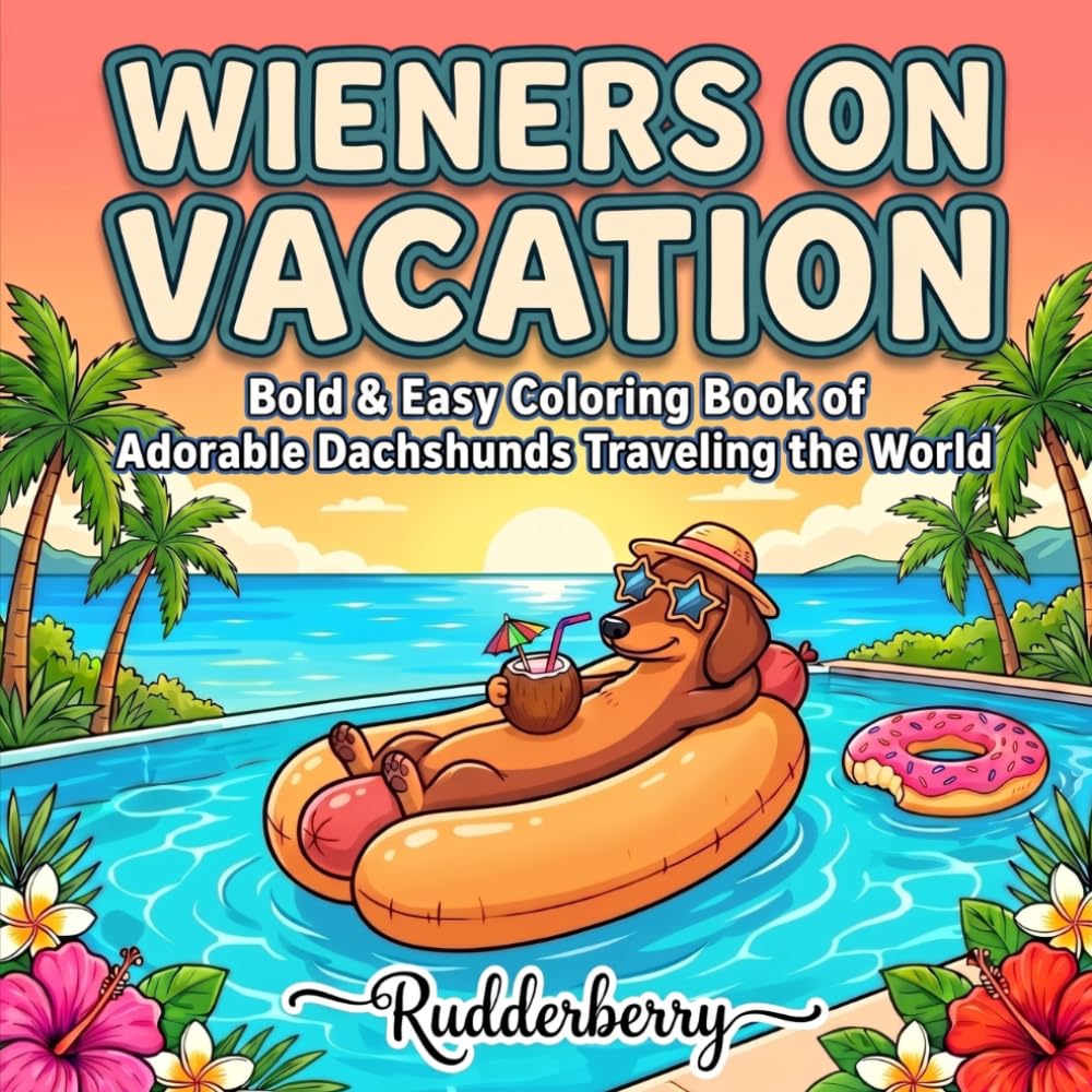 Wieners On Vacation: Bold & Easy Coloring Book of Adorable Dachshunds Traveling the World | 50 Funny Relaxing Pages — the Perfect Wiener Dog Gift for ... Bold & Easy Dachshund Coloring Books)