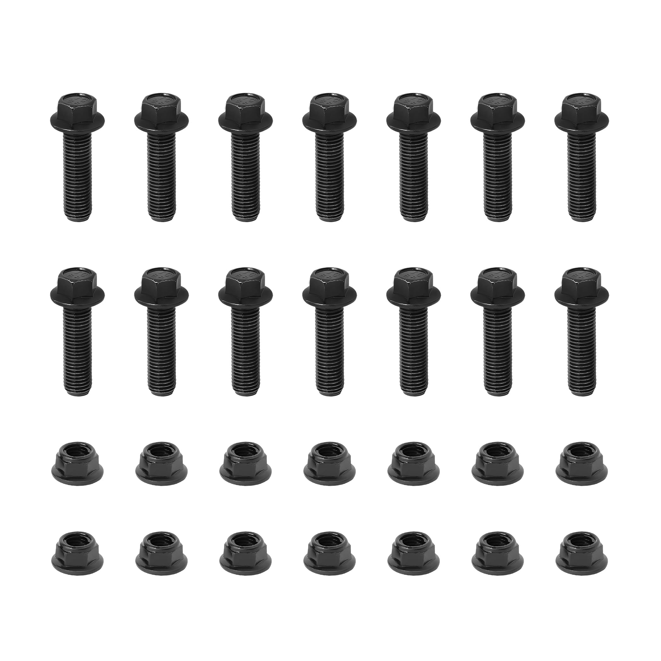 M10-1.25 * 35-14 pernos de cabeza hexagonal con brida (tipo de autobloqueo) tuercas, tornillos tuercas para motocicleta rosca gruesa, bomba, coche de reparación, proyecto de bricolaje
