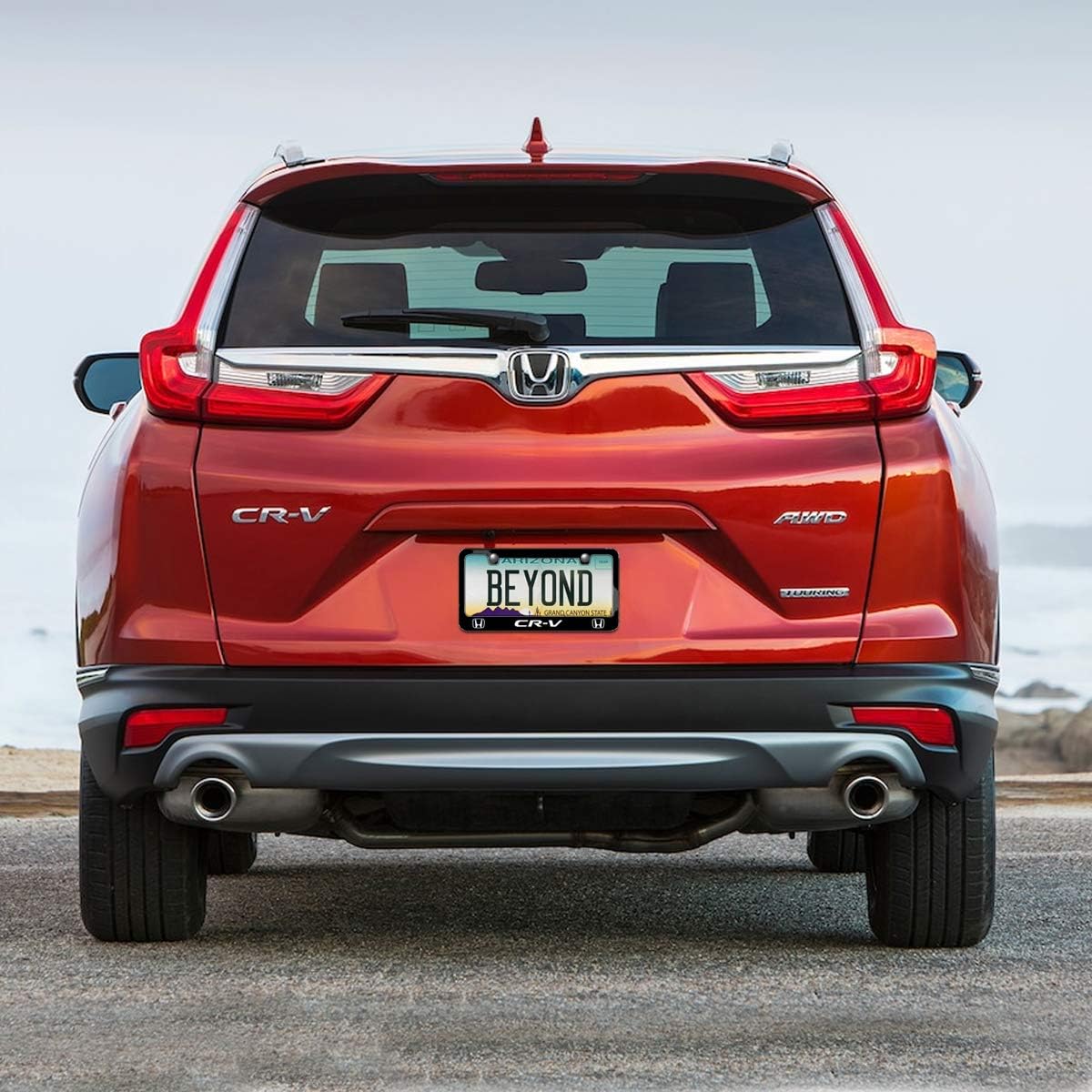 iPick Image Made for Honda CR-V Dual Logo Black Metal License Plate Frame