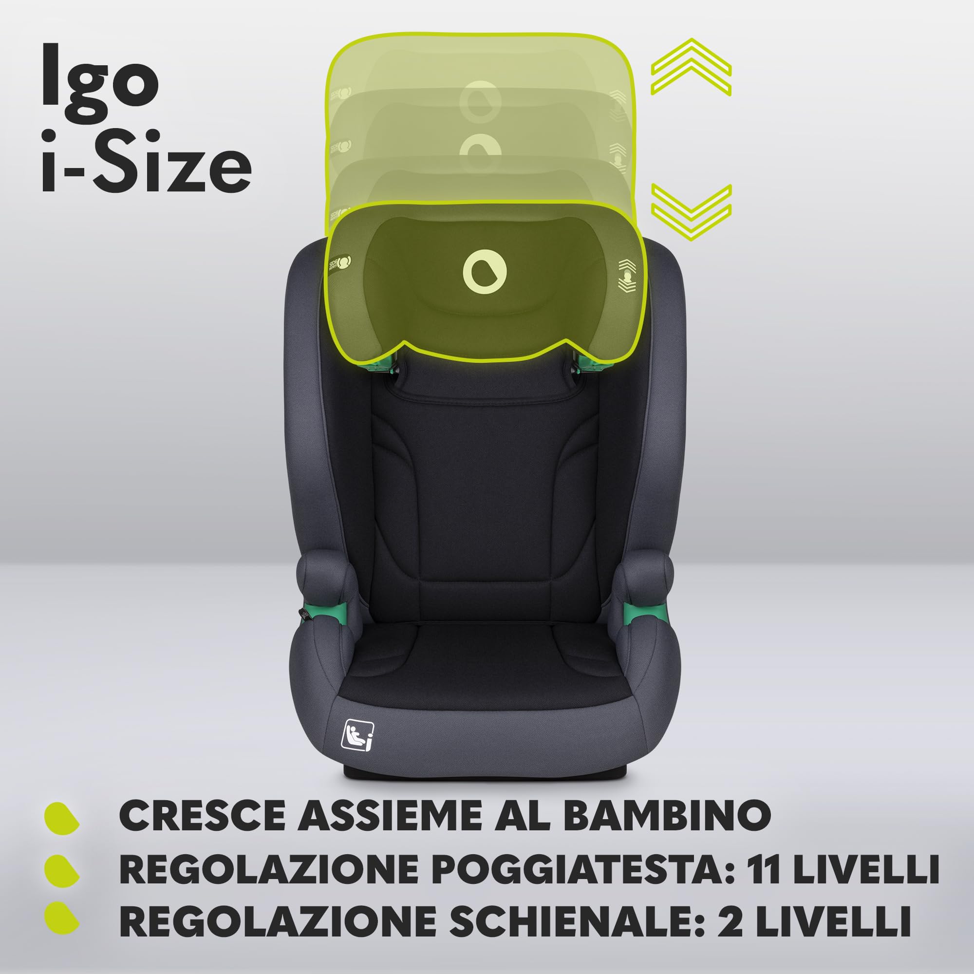 LIONELO Igo Seggiolino Auto Adattabile i-Size ISOFIX per Bambini 100-150 cm | Sicurezza Tri-Guard, 13 Regolazioni, Cresce con il Bambino, Comodo, Conforme all'Ultima Norma R129
