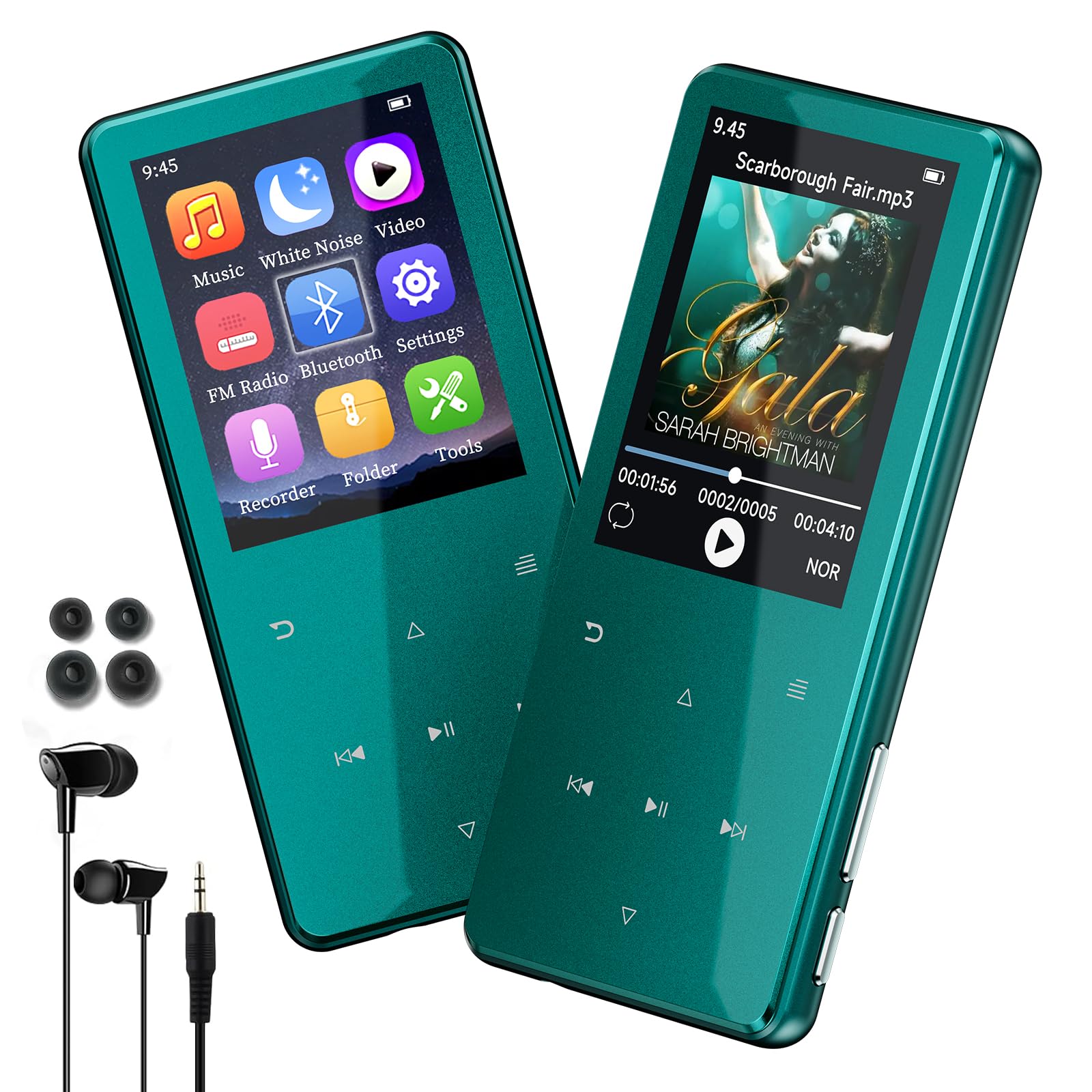Lecteur MP3 Bluetooth 5.3 64Go écran 2,4" Touches tactiles Haut-Parleur