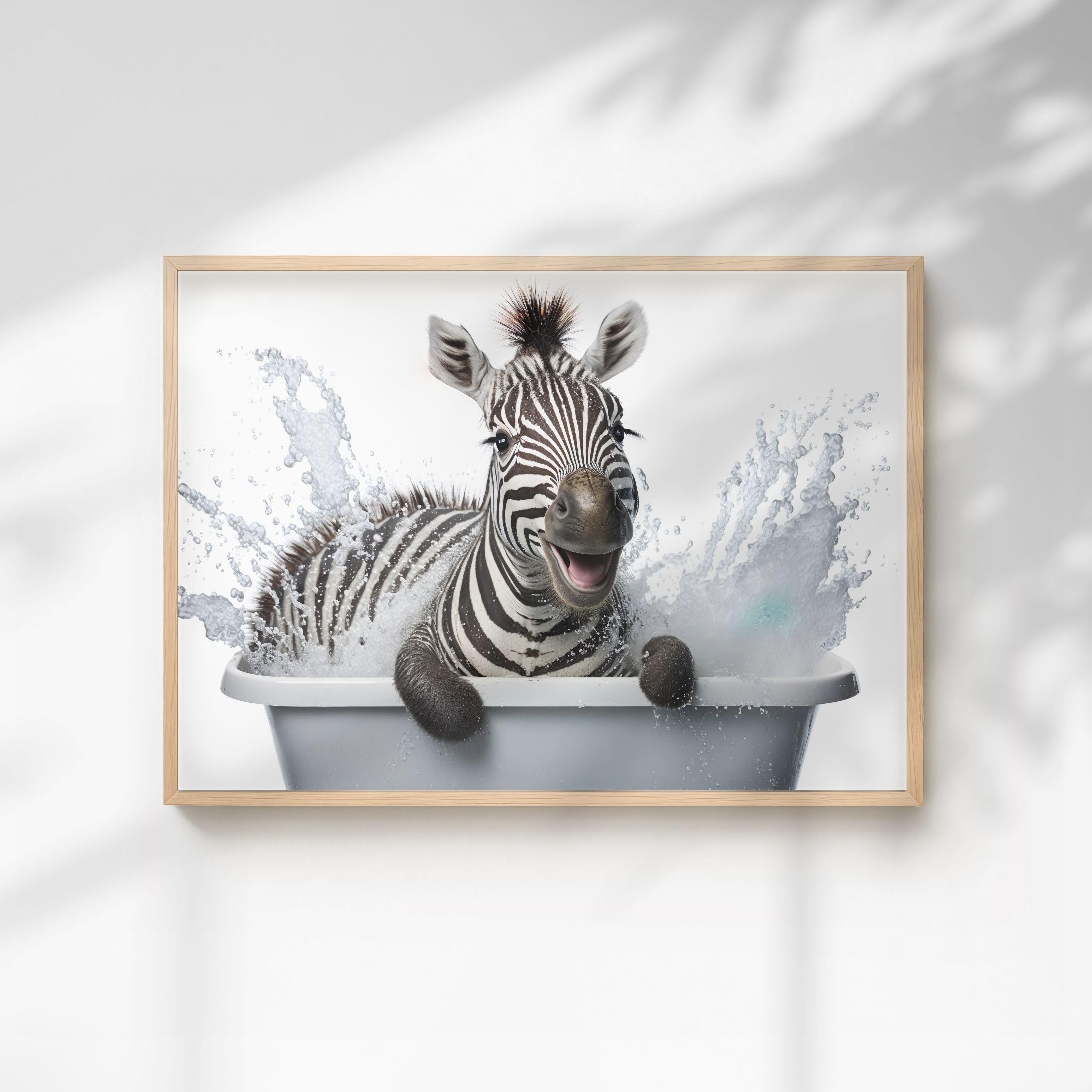 60 Second Makeover Photo Limited Baby Zebra Quirky Animal Print Bathroom Accessories Wall Art Posters Pictures For Bathroom Walls Home Accessories Home Decoration No Frame - A3