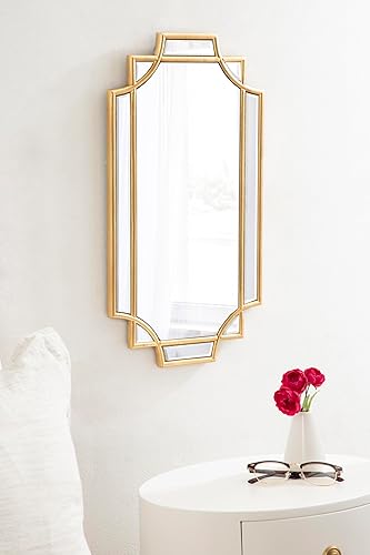 Miniatura 3 de Kate and Laurel Minuette Modern Glam - Espejo de pared con acento festoneado, 11 x 21 pulgadas, dorado, pequeño espejo festoneado decorativo para
