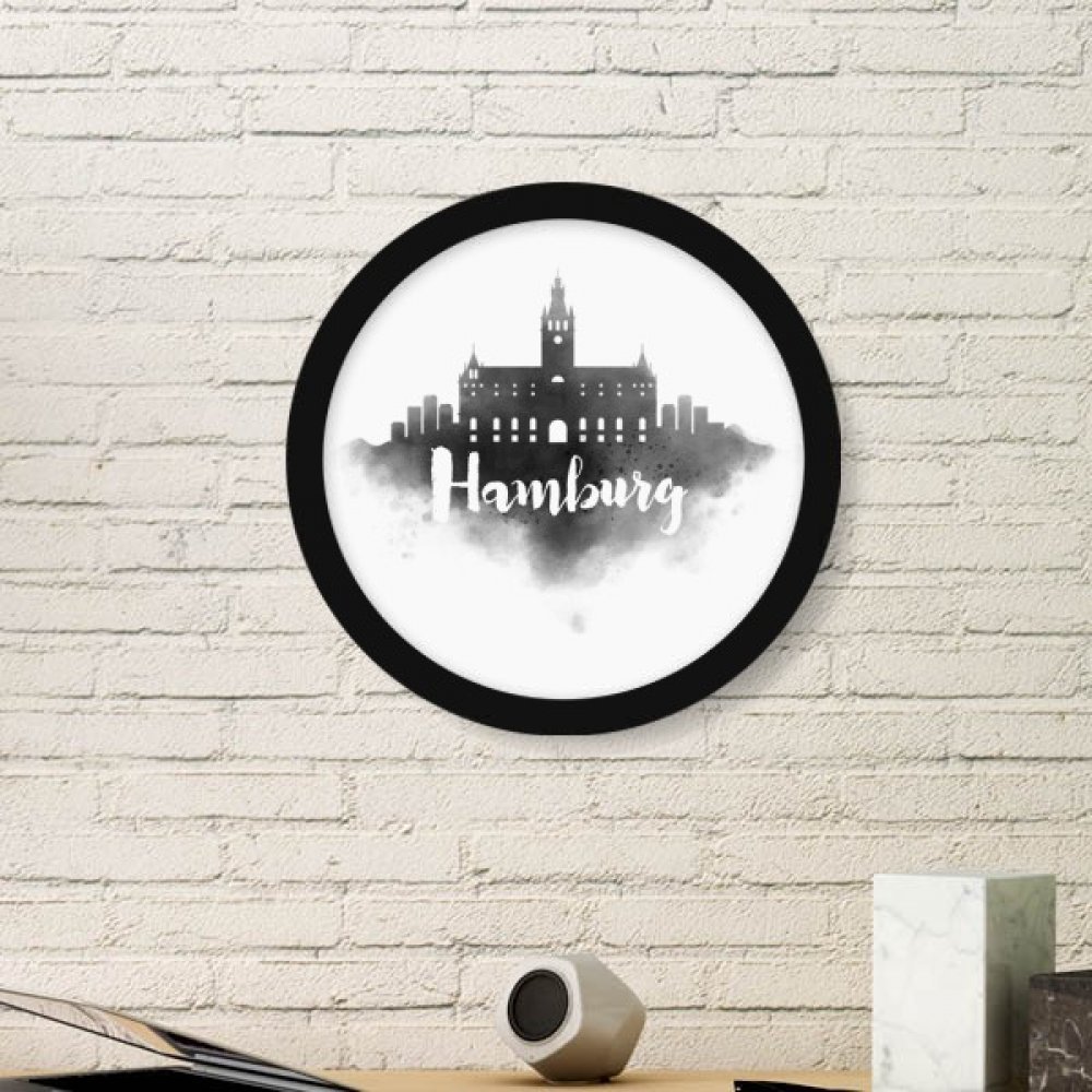 Cadre photo rond Hambourg peinture d'encre noire pour mur