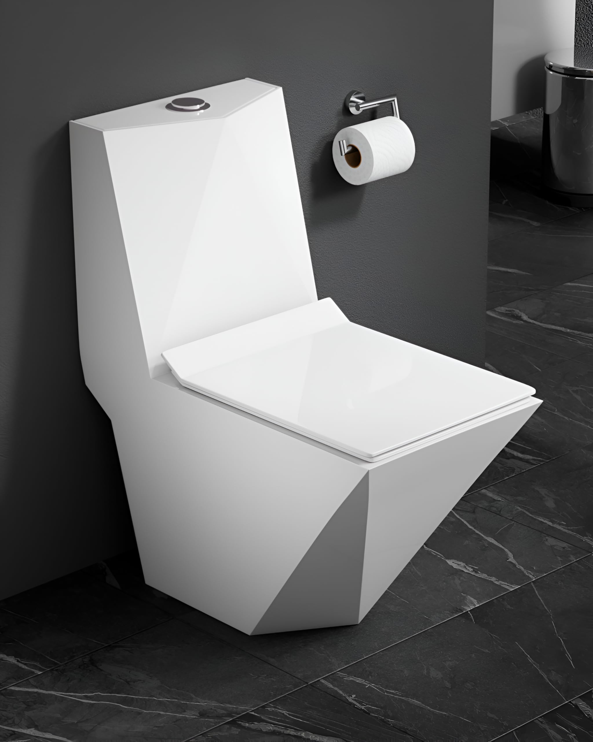 S-Trap Outlet One Piece Western Floor Mount Toilet Commdoe for Bathroom/Home/Hospital with Soft Close Seat Cover & Washdown Flush | Modern Bathroom Fitting White (9 INCH)