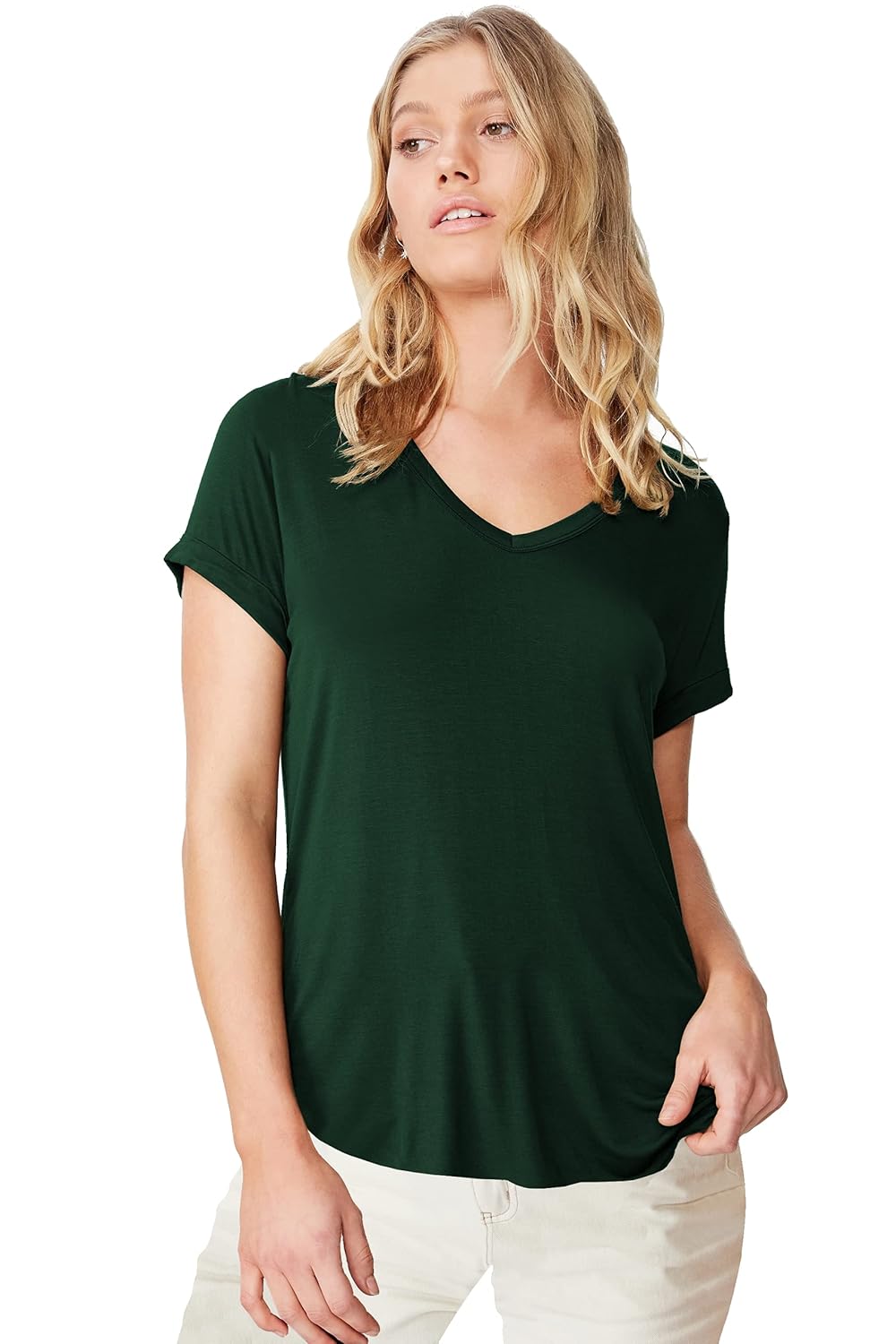 Fabricorn Women’s Stylish UpDown V-Neck Cotton T-shirt – Solid Color | Shop Now Fabricorn Women’s Stylish UpDown V-Neck Cotton T-shirt – Solid Color | Shop Now