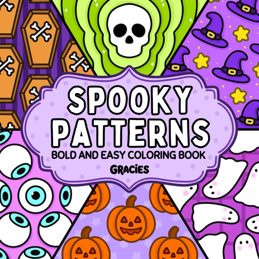 Spooky Patterns: Bold and Easy Halloween Patterns Coloring Book for Adults and Teens