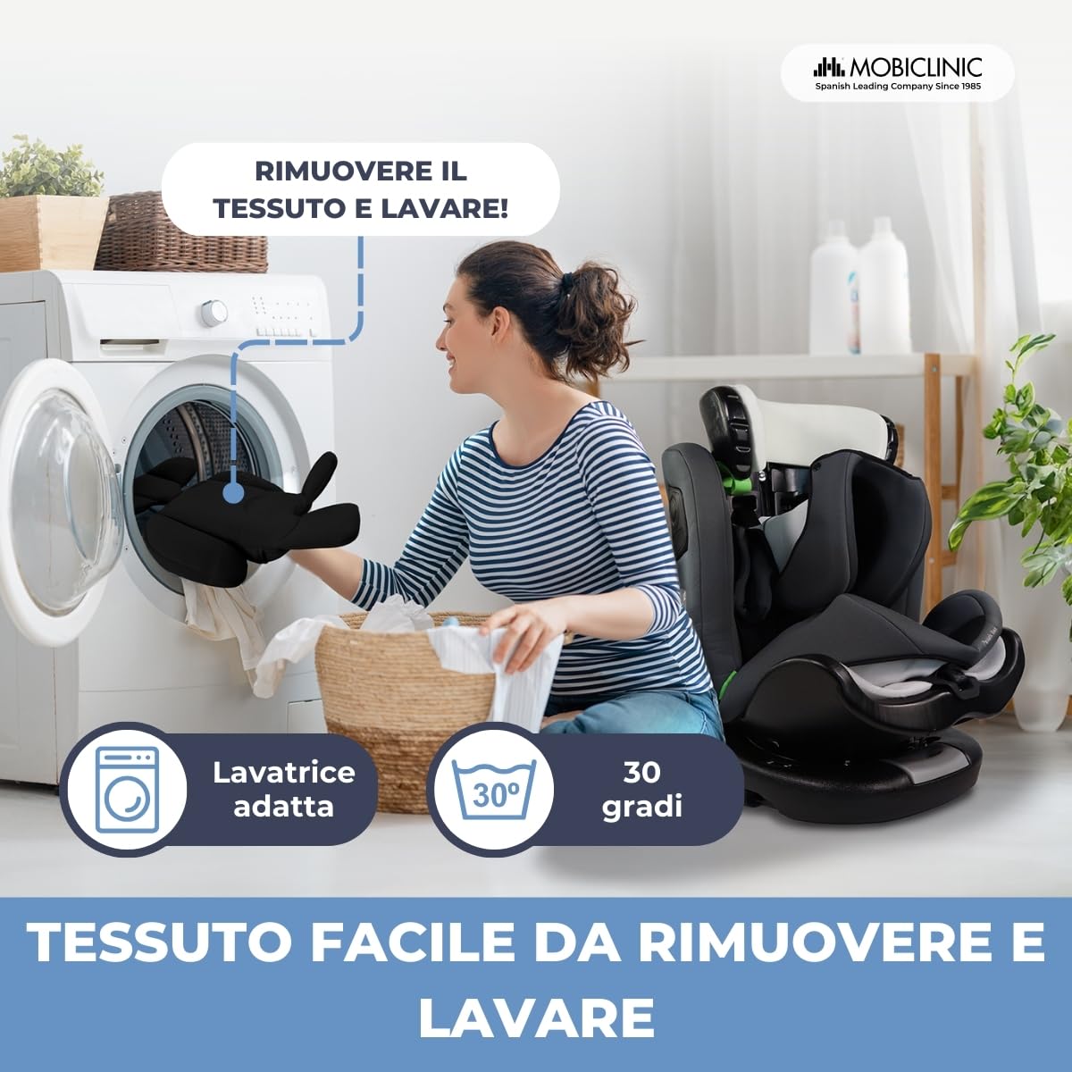 Mobiclinic®, Seggiolino Auto, ISOFIX, Girevole 360º, I-Size ECE R129, Top Tether, Gruppo 0/1/2/3, Convertibile, 0 a 36kg, Cintura 5 punti, 0 a 12 Anni, Regolabile, Reclinabile in 3 Posizioni, Pandafix