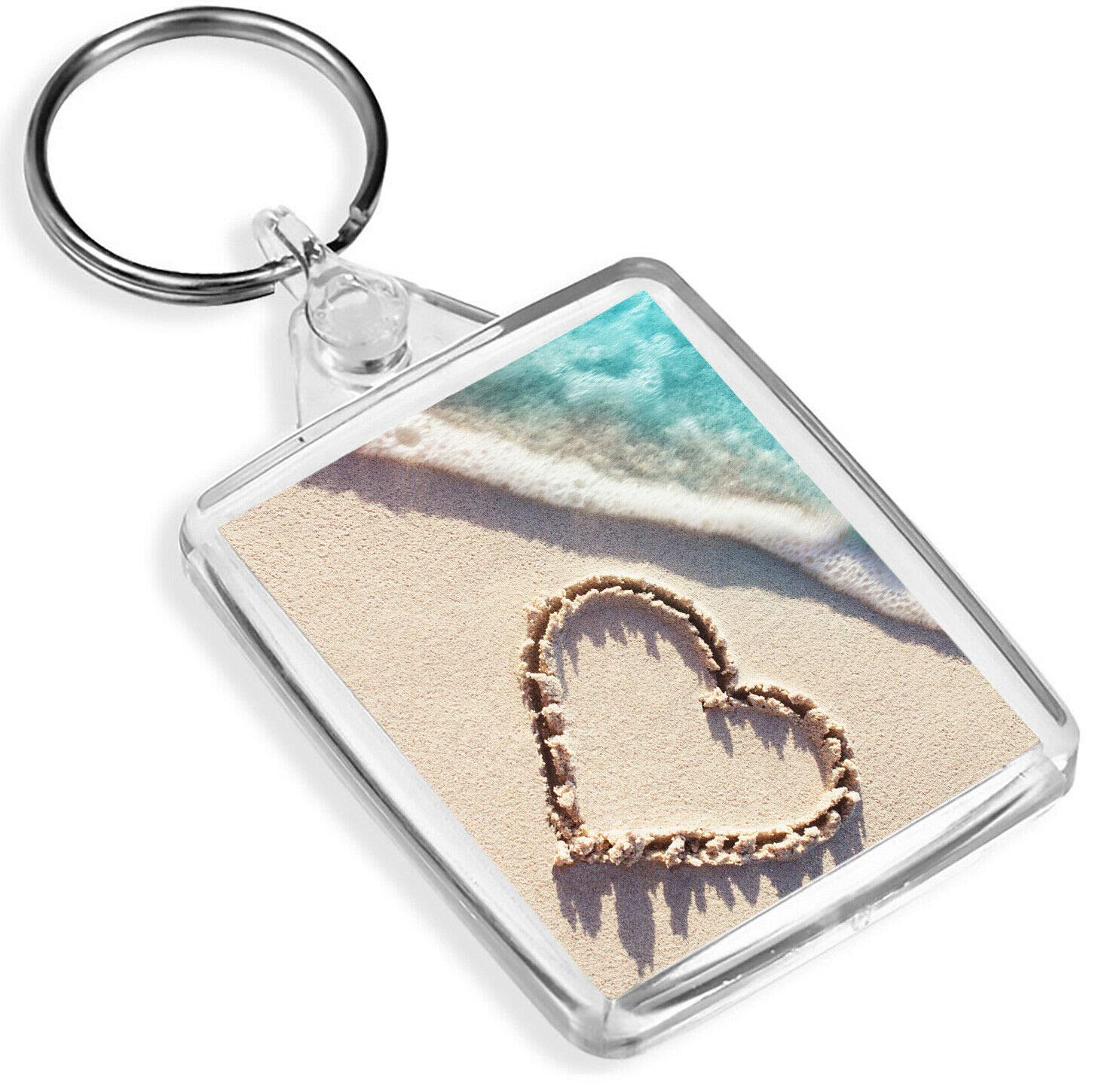 Destination Vinyl Keyrings Unisex Multi Love Heart Keyring Beach Sand Wife Girlfriend Cute Seaside Keyring #8717
