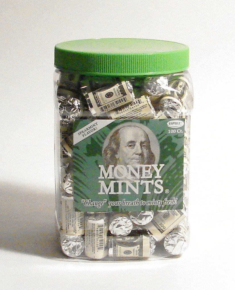Money Mints100ctIndividually Wrapped Spearmint Breath Mints with Poly Jar Candy