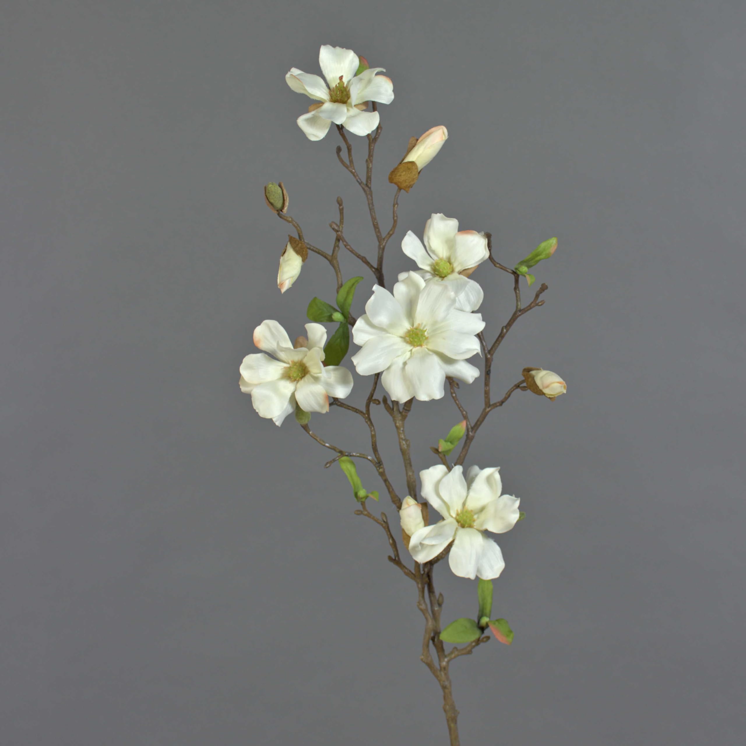 artplants.de Decorative Magnolia spray MARGA, 4 blossoms, buds, white, 31"/80cm - Artificial Magnolia flowers
