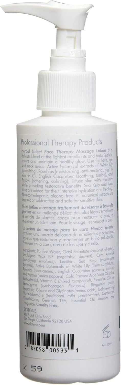 Biotone Herbal Select Massage Products Face Therapy Lotion, 6 Ounce, 6 Ounce