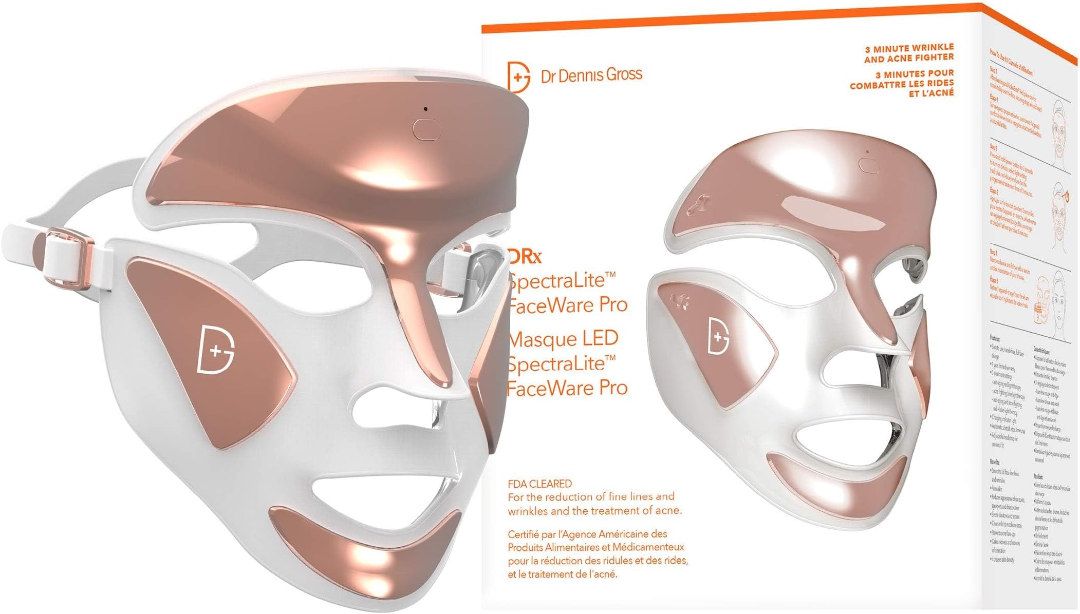 Dr. Dennis Gross DRx SpectraLite FaceWare Pro – LED Face Mask for Skin Rejuvenation with Dual Red & Blue Light Therapy