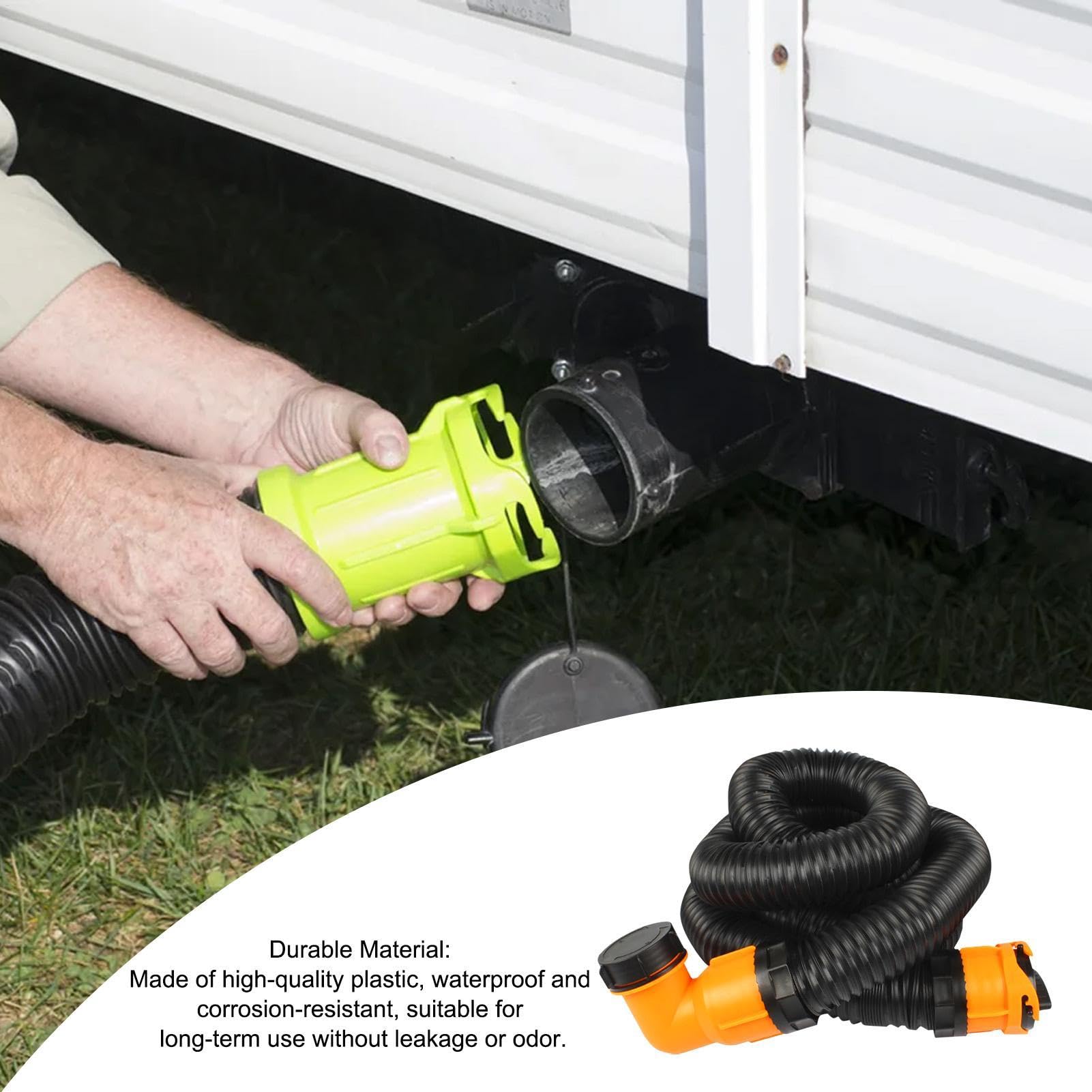 Tubo fognario per , tubo flessibile girevole a 60 gradi, kit portatile per tubi fognari per , campeggio, tubo di scarico nero per , barche, , rimorchi da viaggio