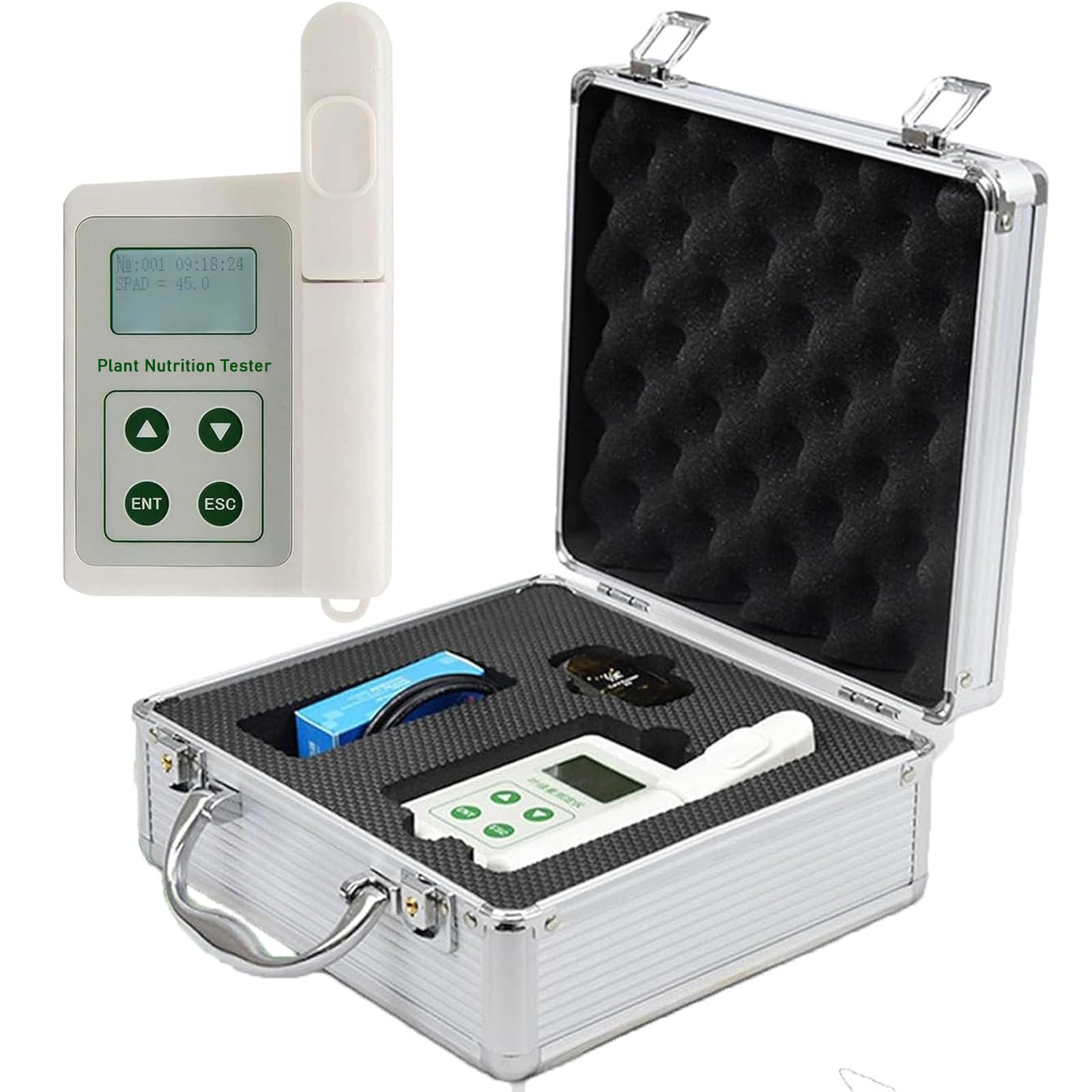 Probador de clorofila portátil, medición de SPAD en tiempo real, monitoreo de temperatura de las hojas, analizador de nitrógeno para la salud de las plantas