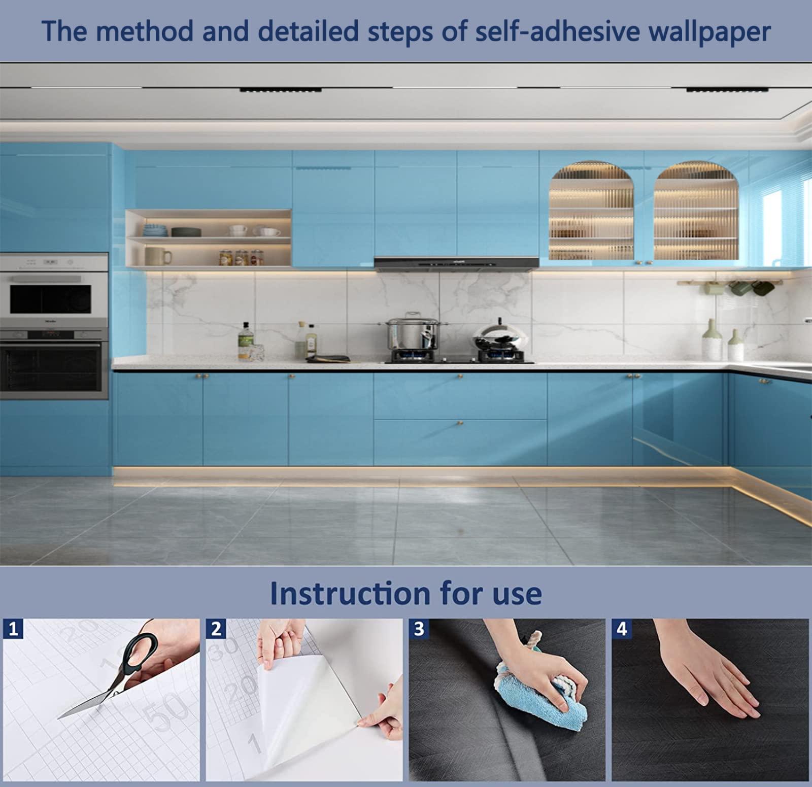 Rotolo di carta da parati autoadesiva effetto marmo, impermeabile, pellicola in vinile peel and stick, per cucina, bagno, piano di lavoro, tavolo, mobili, 40 x 200 cm, facile da applicare e durevole