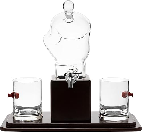Miniatura 3 de The Wine Savant - Juego de decantadores de guantes de boxeo para vino y whisky, 25.4 fl oz, 13 x 13 pulgadas, con vasos de boxeo de 2 a 10 onzas por