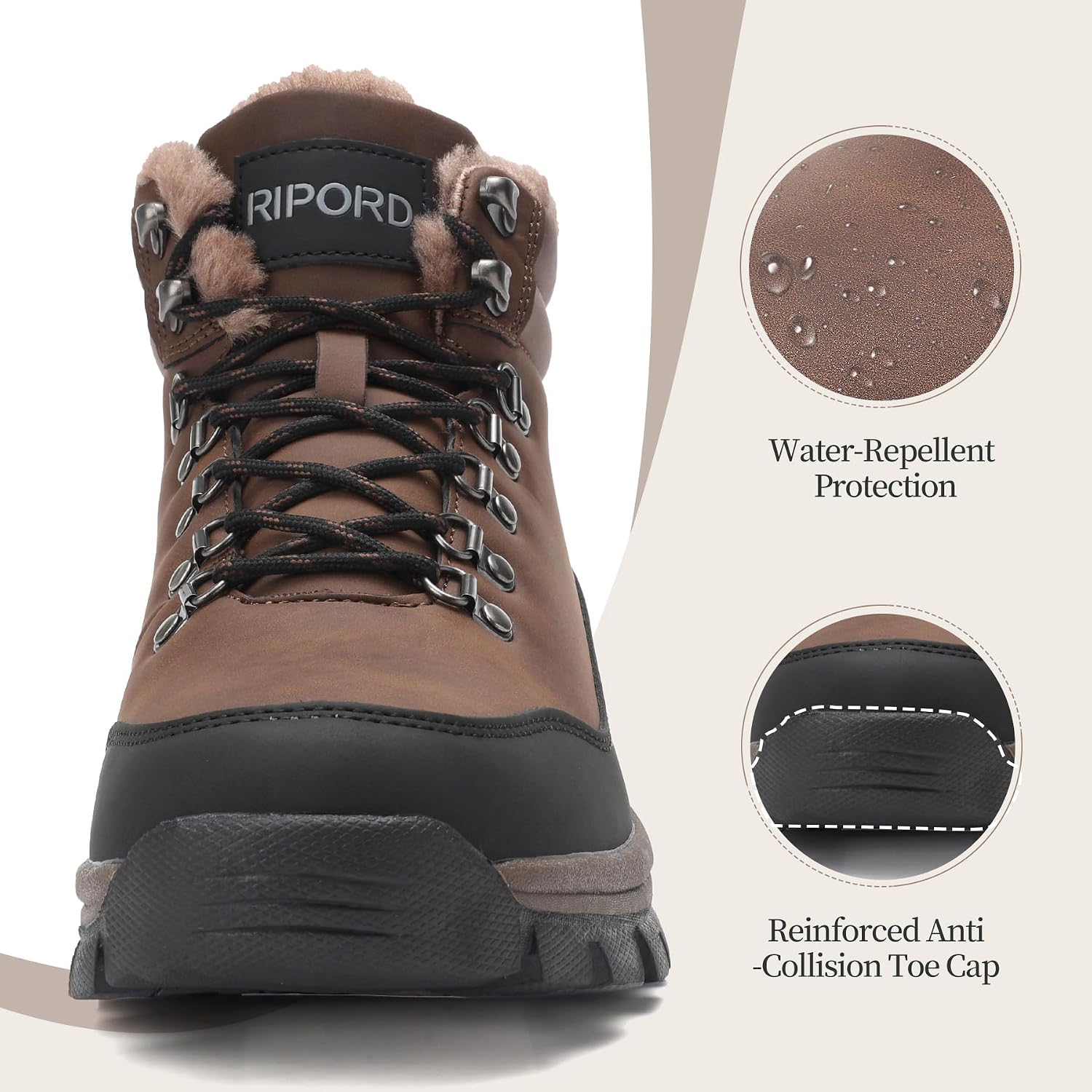 Mens Womens Winter Boots Warm Fur Lined Snow Boots Non Slip Winter Shoes