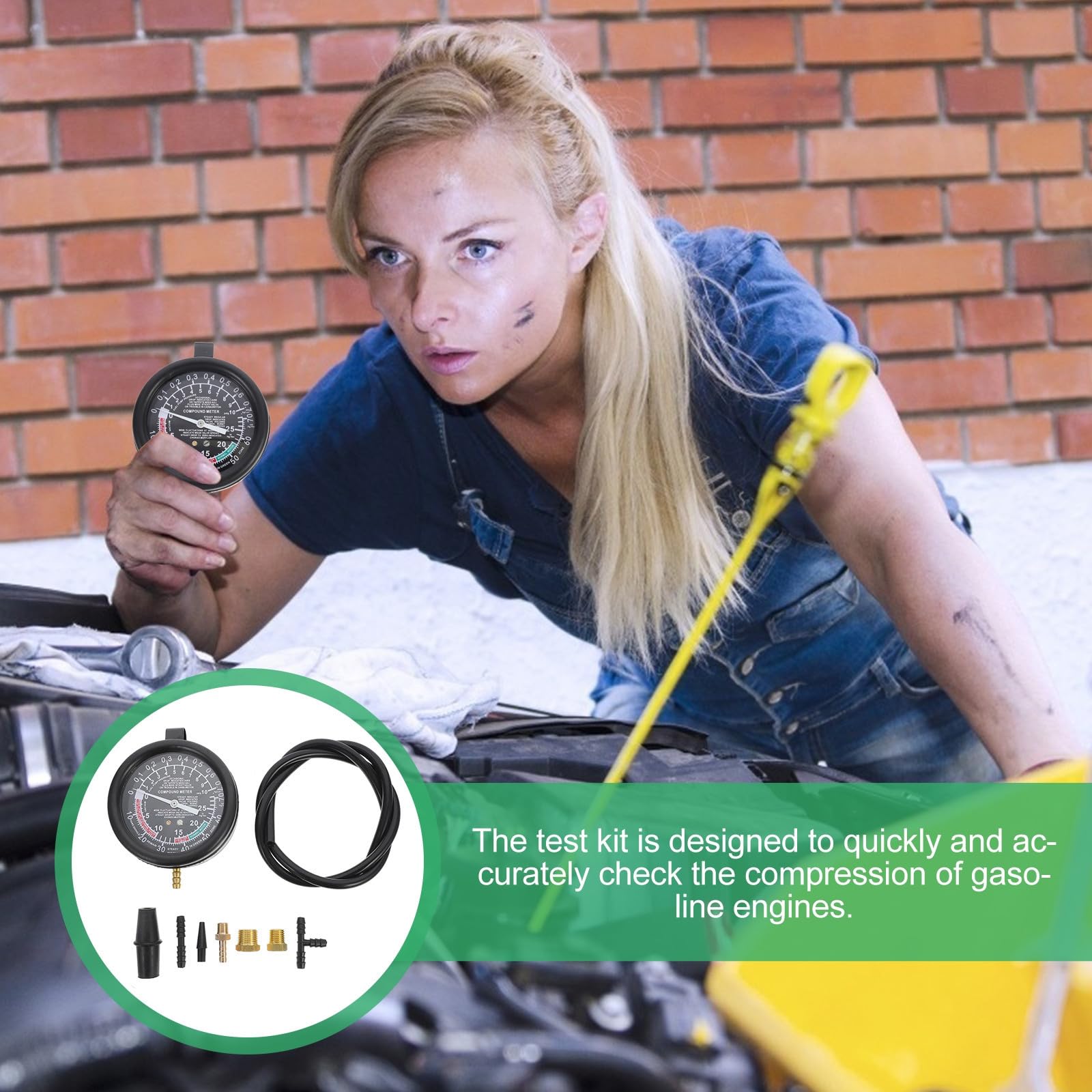 Artibetter 1juego Medidor de Vacío para Coche con Doble Escala y Cubierta Protectora Instrumento de Mantenimiento y Reparación Automotriz Resistente Golpes y Fácil de Leer Color Aleatorio