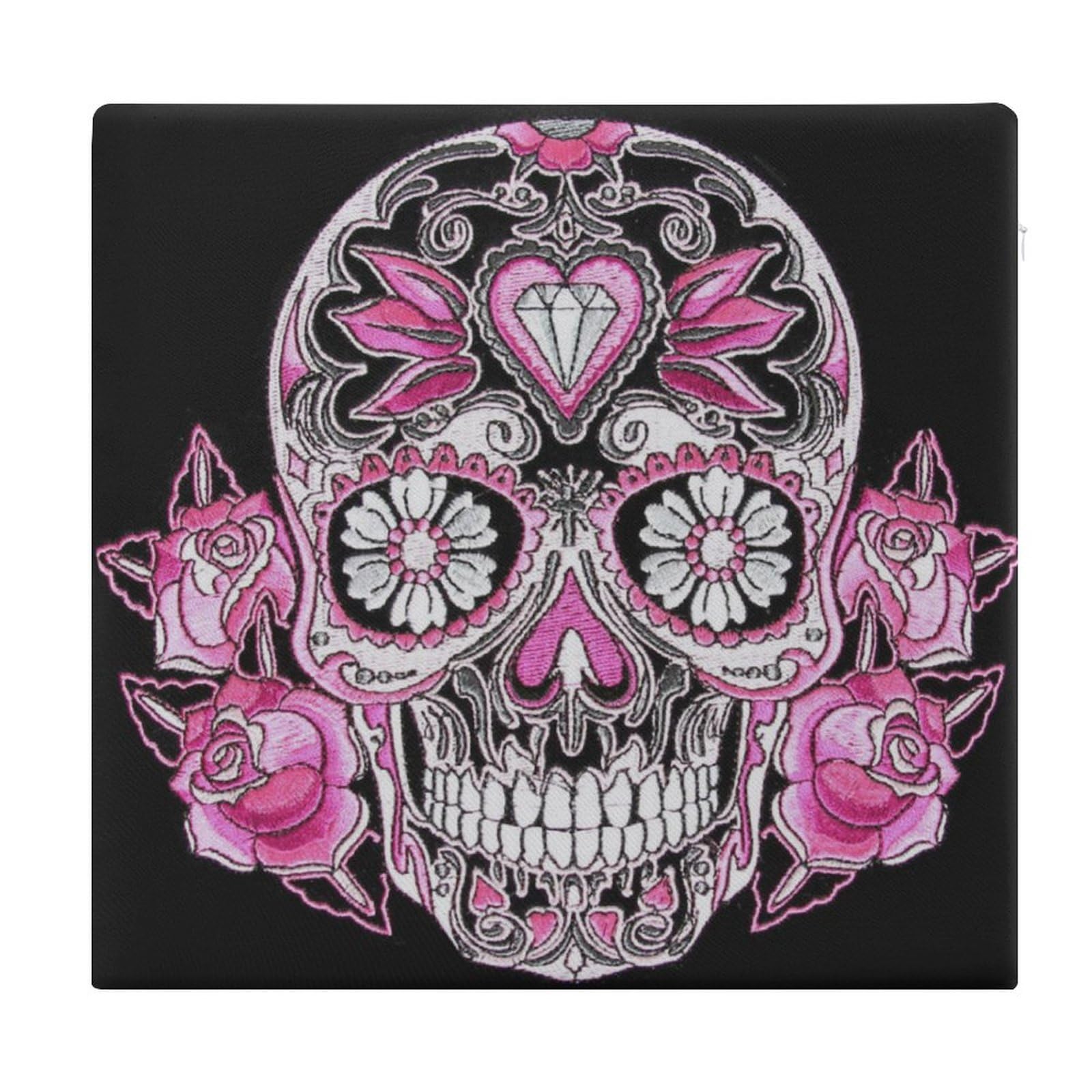 JZemdybill Chair Pad, Pink Sugar Skull Seat Pad, Square Chair Cushion for Yoga Living Room Balcony
