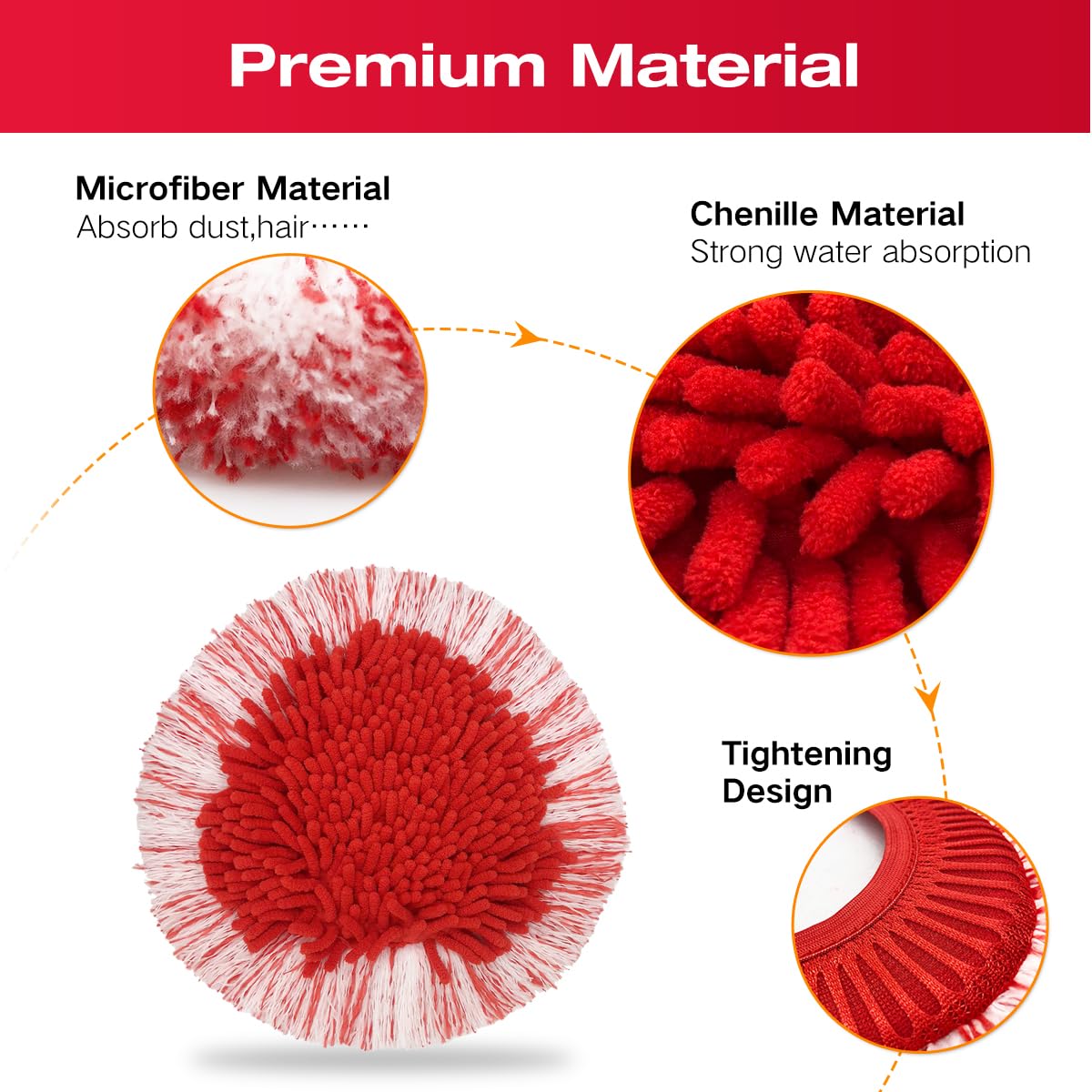 3 Pack Upgraded Deep Clean Refill Repalcement Mop Heads Compatible with O-Cedar EasyWring Spin Mop & Bucket System,Built-in Strong Friction Microfiber Chenille,More Cleaning Power Mop Refills.