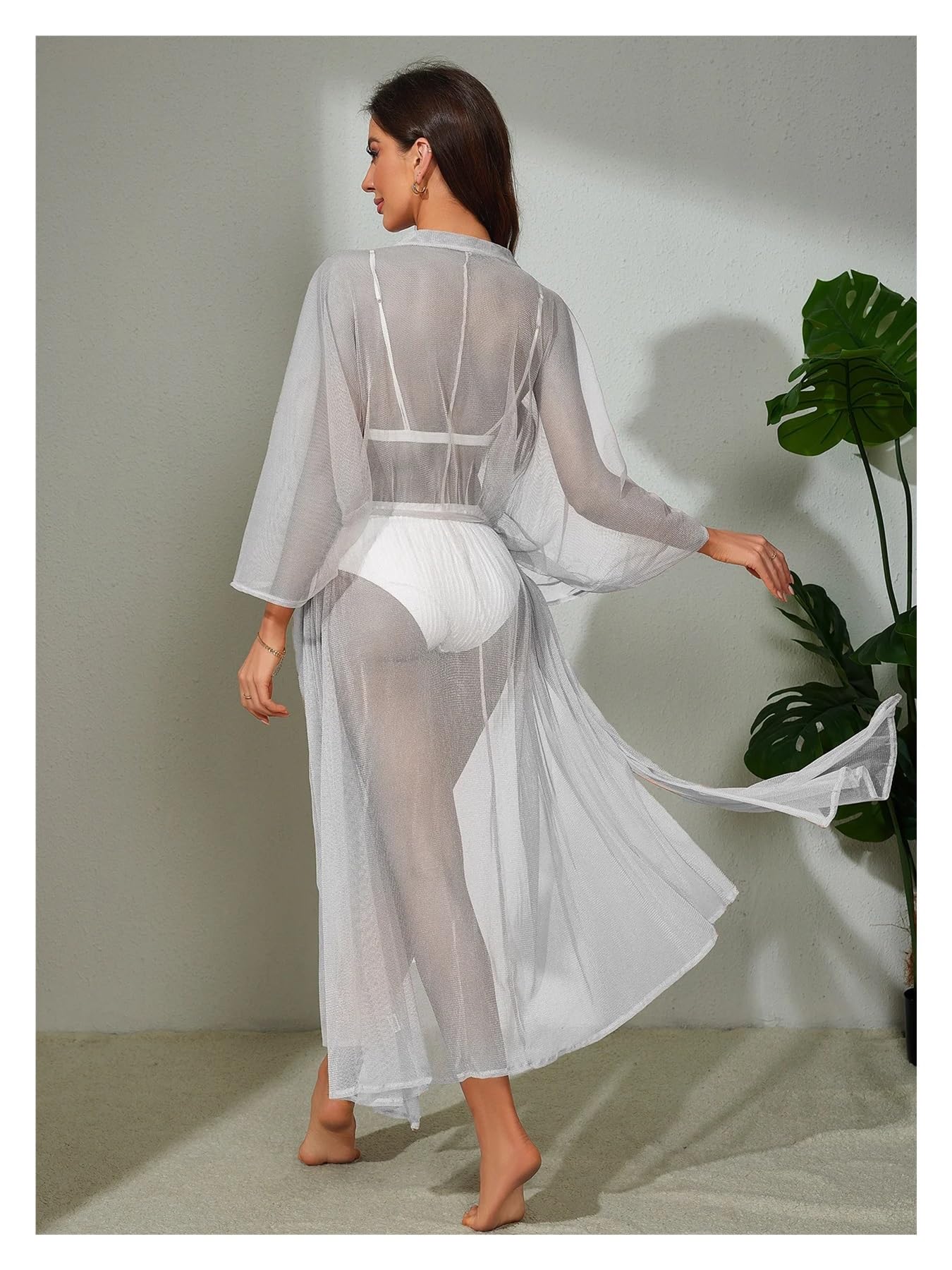 Robe De Plage Femme Cape de Plage Unie avec Ceinture for Femme, vêtements de Plage for Les Vacances d'été(Pink Beach Cover up)