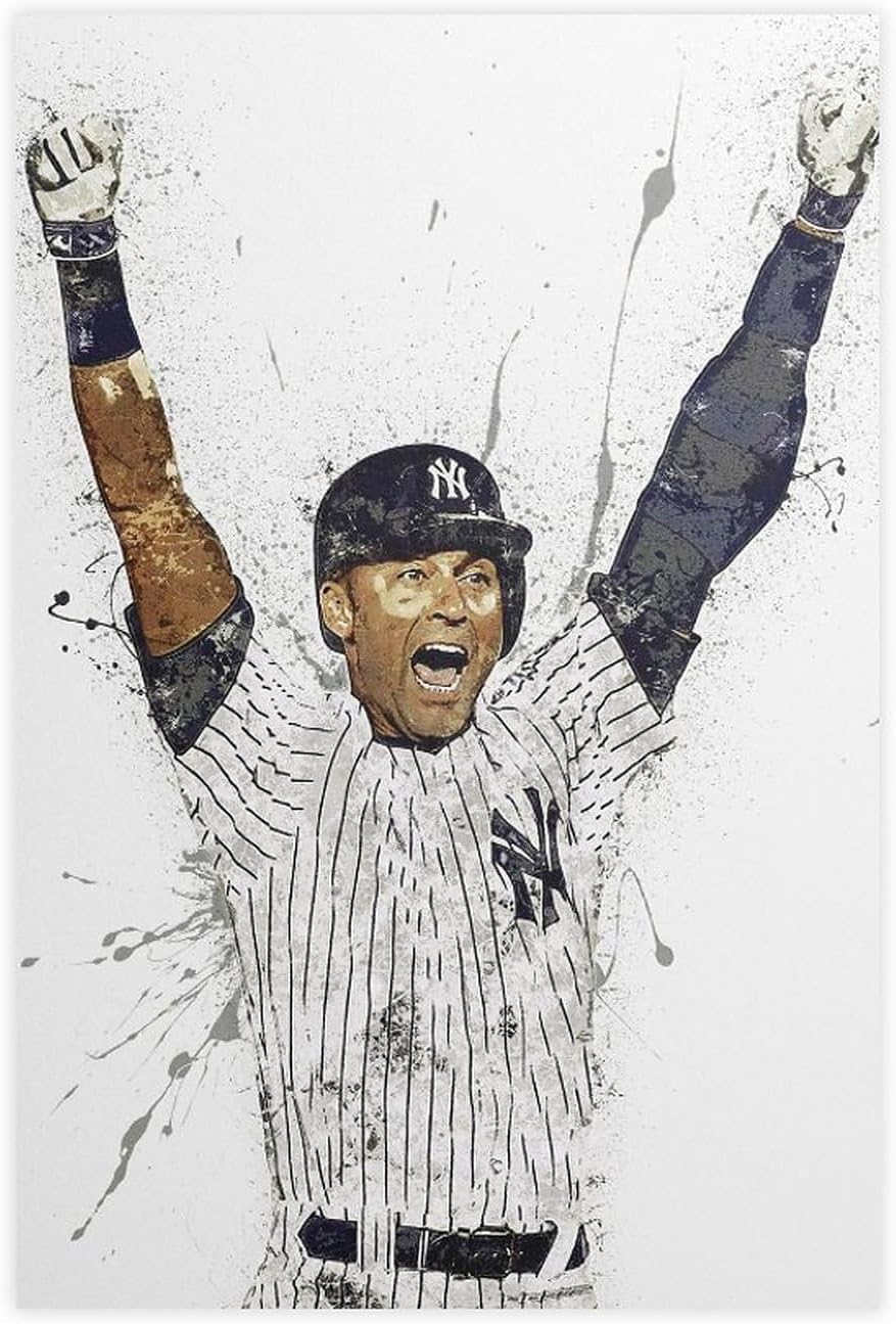 BIVVI Derek Jeter Canvas Poster Wall Art Decor Print Picture Paintings for Living Room Bedroom Decoration Unframe: Unframe:12x18inch(30x45cm)