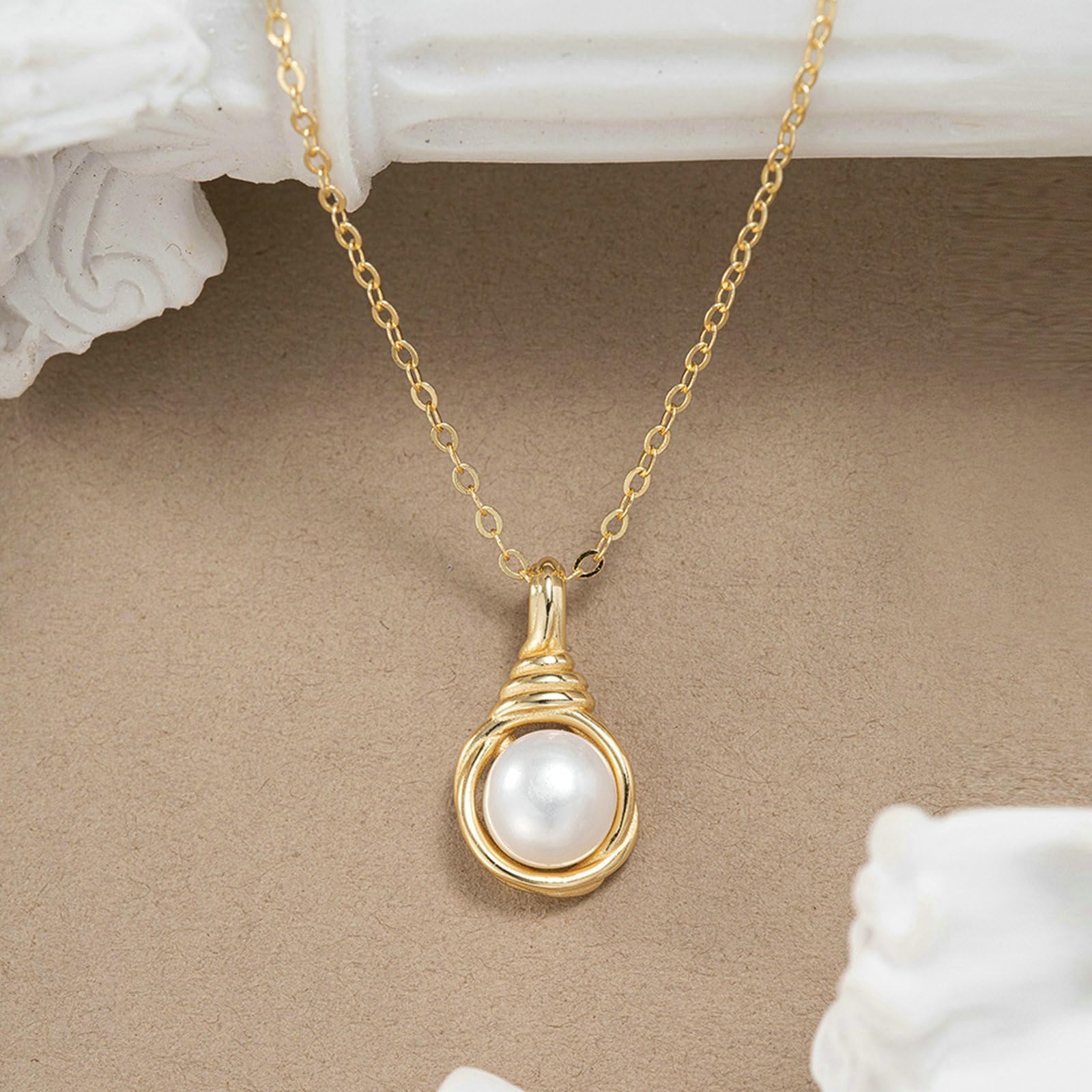 Collana con Ciondolo Donna in Argento Sterling 925 Oro Collana Pendente Pendente Perla Perla