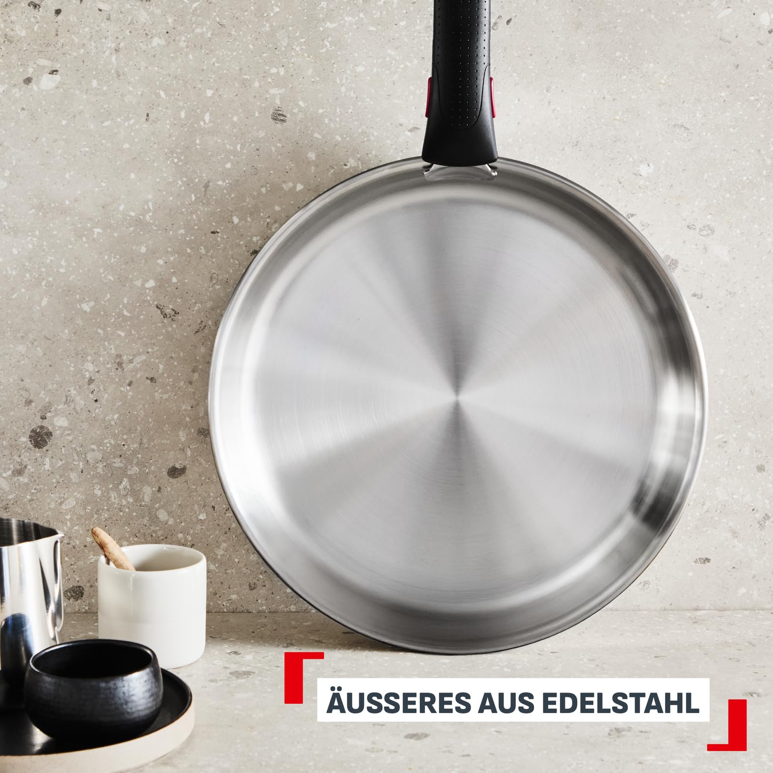 Tefal Ingenio Comfort Max 4-tlg. Pfannen-Set, unversiegelt | extrastarker Boden, platzsparend, für alle Herdarten, sicherer Griff, mühelose Reinigung, Edelstahl, L968S434