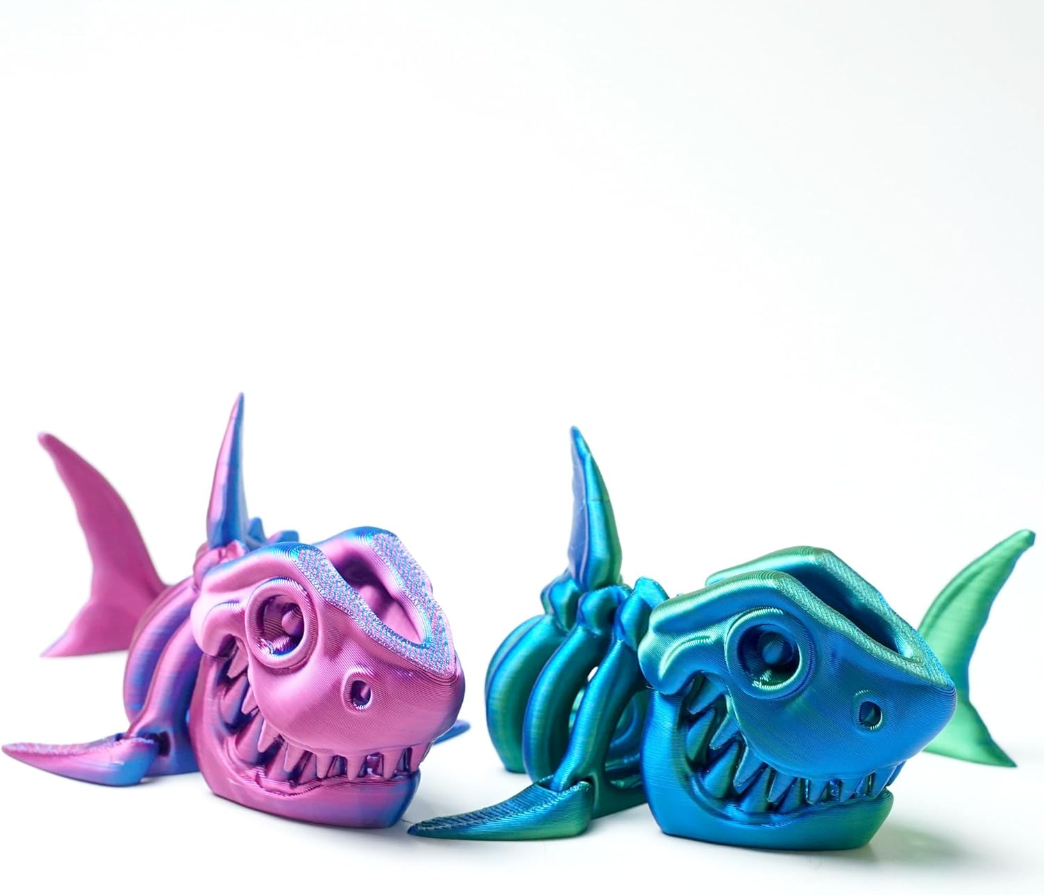 2PCS 3D Printed Shark Toys,Flexible Joint Animal lacertid Figurines, Home Decoration Figurine Ornaments,Fidget restlessness, Halloween Basket Filling Stuff, Surprise Fantasy Gifts (GB+RB)